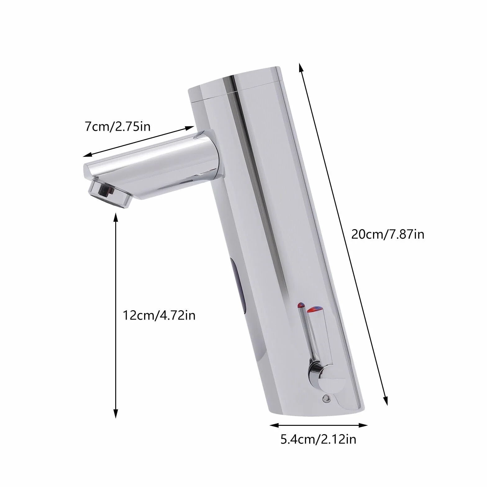 Bateria łazienkowa bezdotykowa bateria mieszakowa łazienkowa czujnik podczerwieni kran bateria umywalkowa G1/2" kaliber rura wodna - srebrna