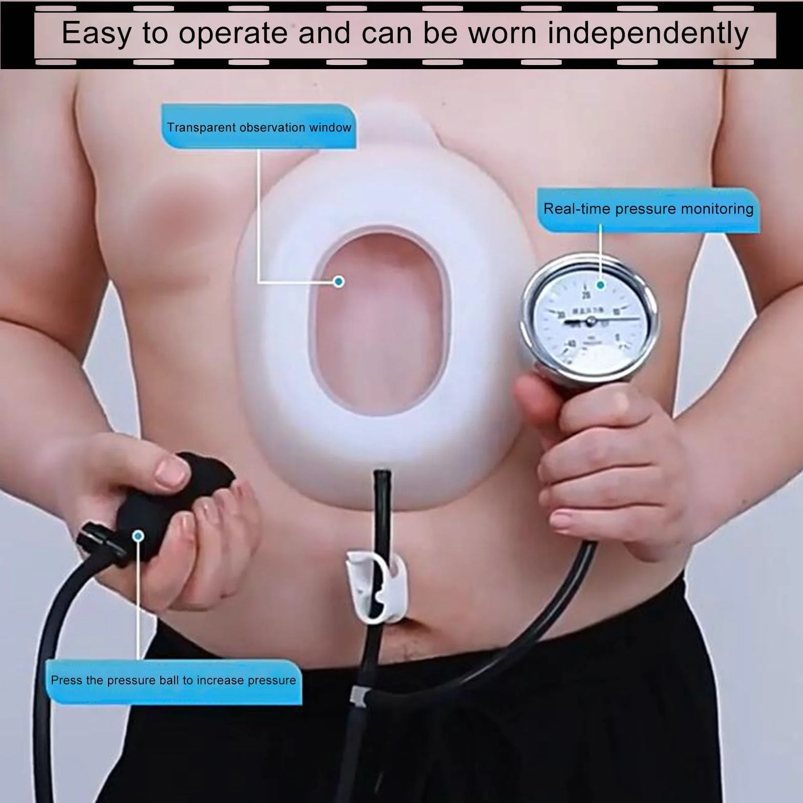 Pectus Vacuum Bell - Pectus Excavatum Orteza Brace, Depresja Sternal Support dla zapadniętej klatki piersiowej, fizycznej korekcji piersi, z instrukcją obsługi (12,1-16 cm)