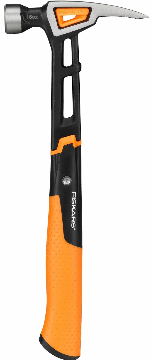 Fiskars Młotek stolarski IsoCore M, Długość: 34 cm, Waga: 0,82 kg, Czarny/ pomarańczowy, 1020213