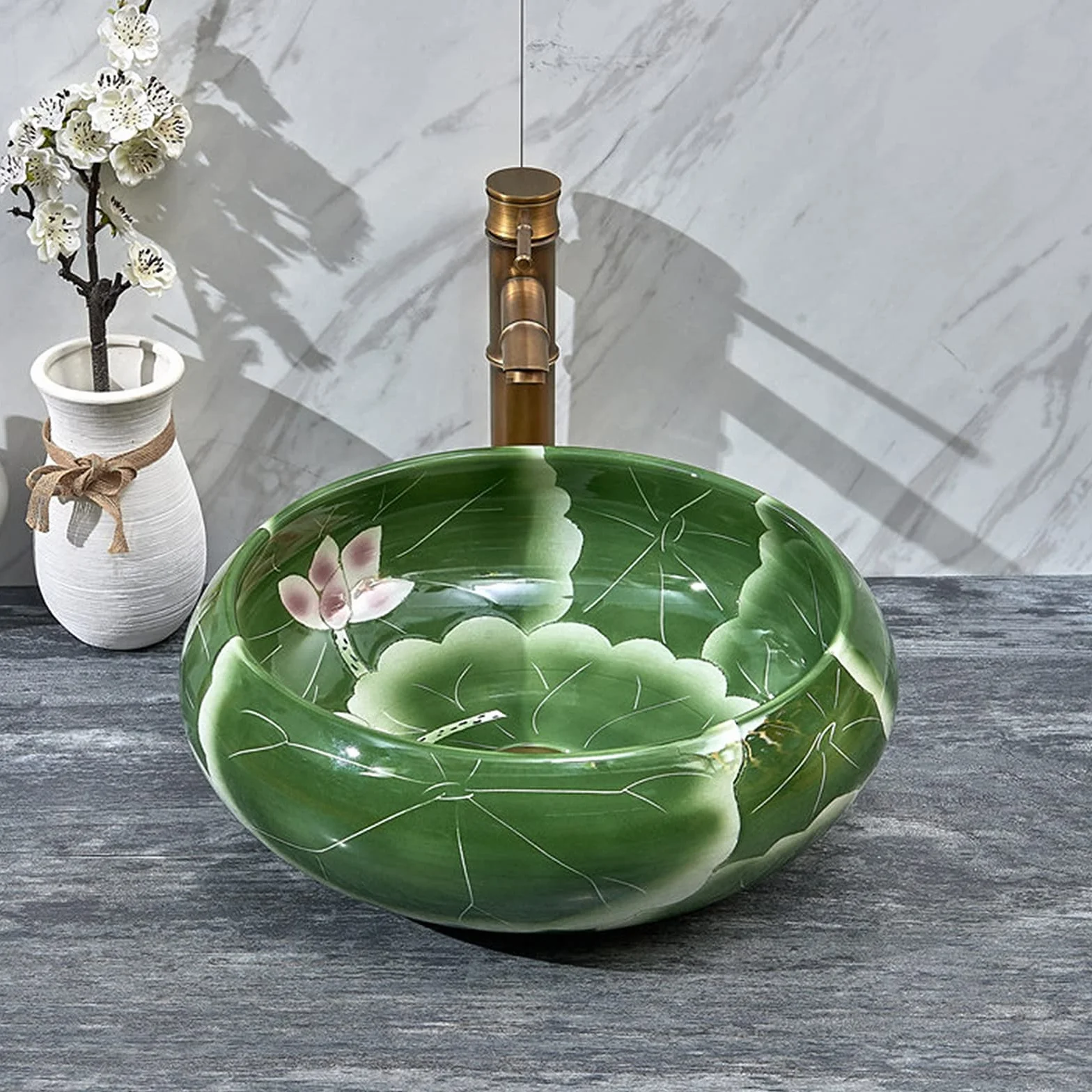 Umywalka ceramiczna nablatowa, umywalka ceramiczna do łazienek Umywalka ceramiczna nablatowa okrągła, bez przelewu jest bardzo nowoczesna i idealna do remontu łazienki 42