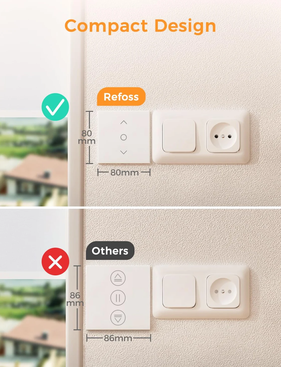 Refoss WLAN Włącznik Rolet z Apple HomeKit, Inteligentny Timer Rolet, Włącznik Rolet WLAN z procentowym sterowaniem, Inteligentne Sterowanie Roletami w Domu, Kompatybilny z Alexą, Siri, Google