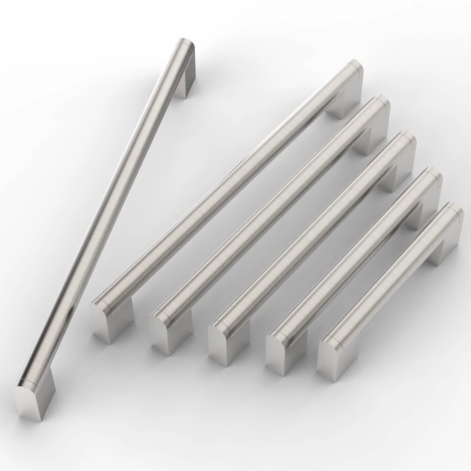 FURNIWARE 10 uchwytów meblowych ze stali nierdzewnej, rozstaw otworów 224 mm, szczotkowany nikiel satynowy, uchwyty do szafek
