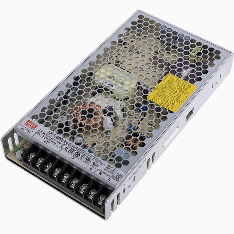 Mean Well LRS-200-24 zasilacz 211 W 24 V 8,8 A płaski 30 mm 1HU metalowa obudowa do zabudowy