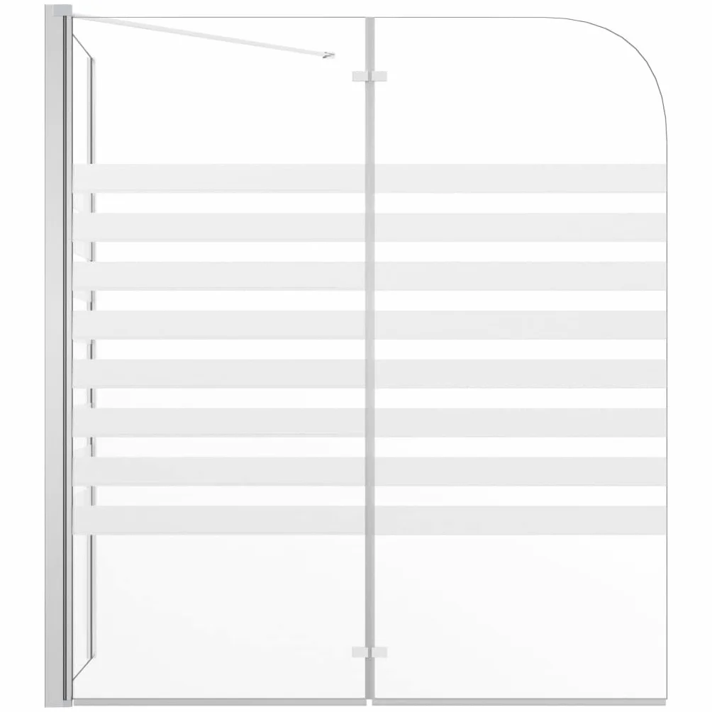 Kabina prysznicowa 120 x 68 x 130 cm szkło hartowane w paski, składana ścianka wanny z hartowanego szkła z profilami aluminiowymi, składana konstrukcja zapewnia łatwy dostęp, w zestawie podpórka