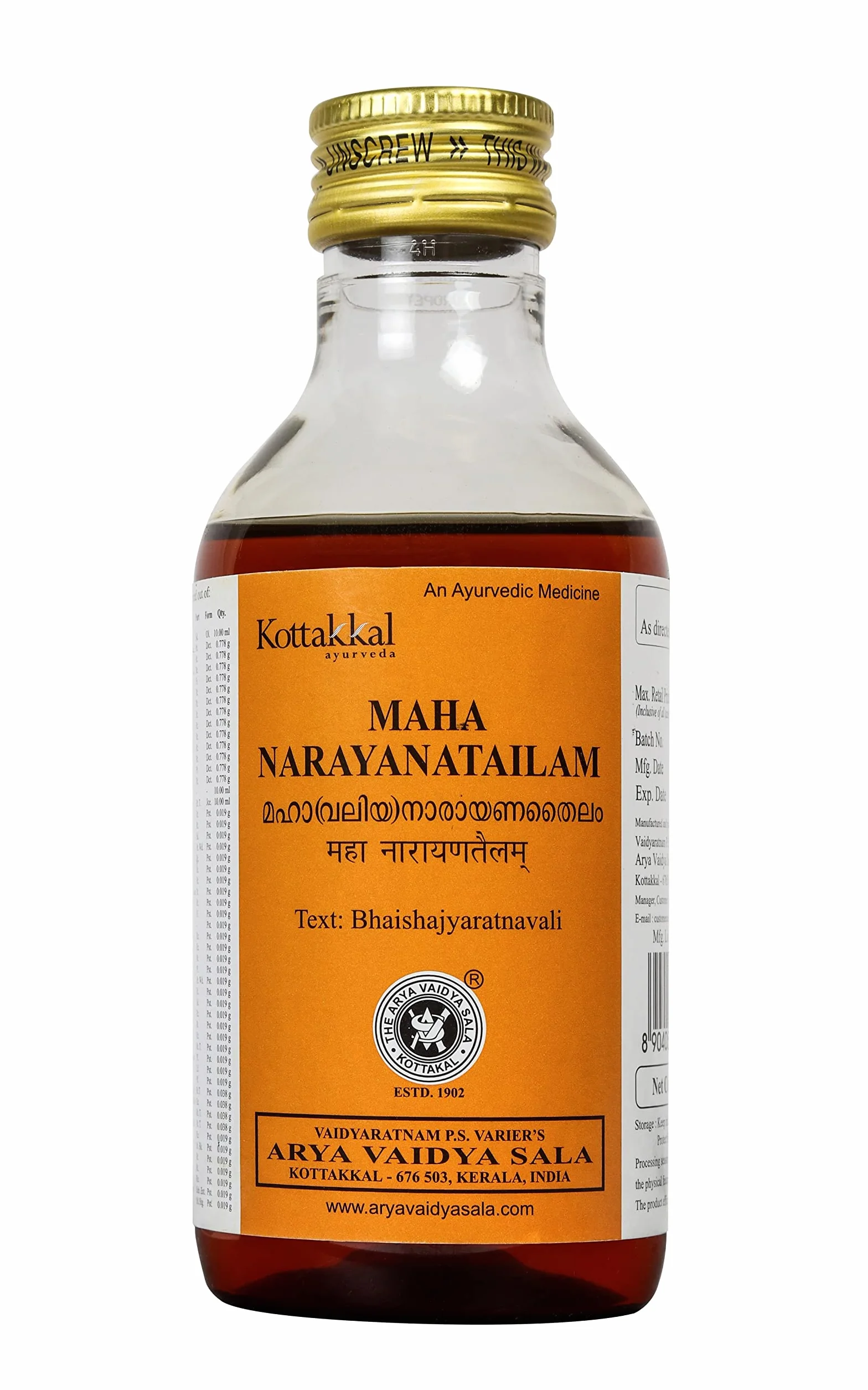 Kottakkal Ayurveda Maha Narayana Tailam 200 ml do stawów i kości