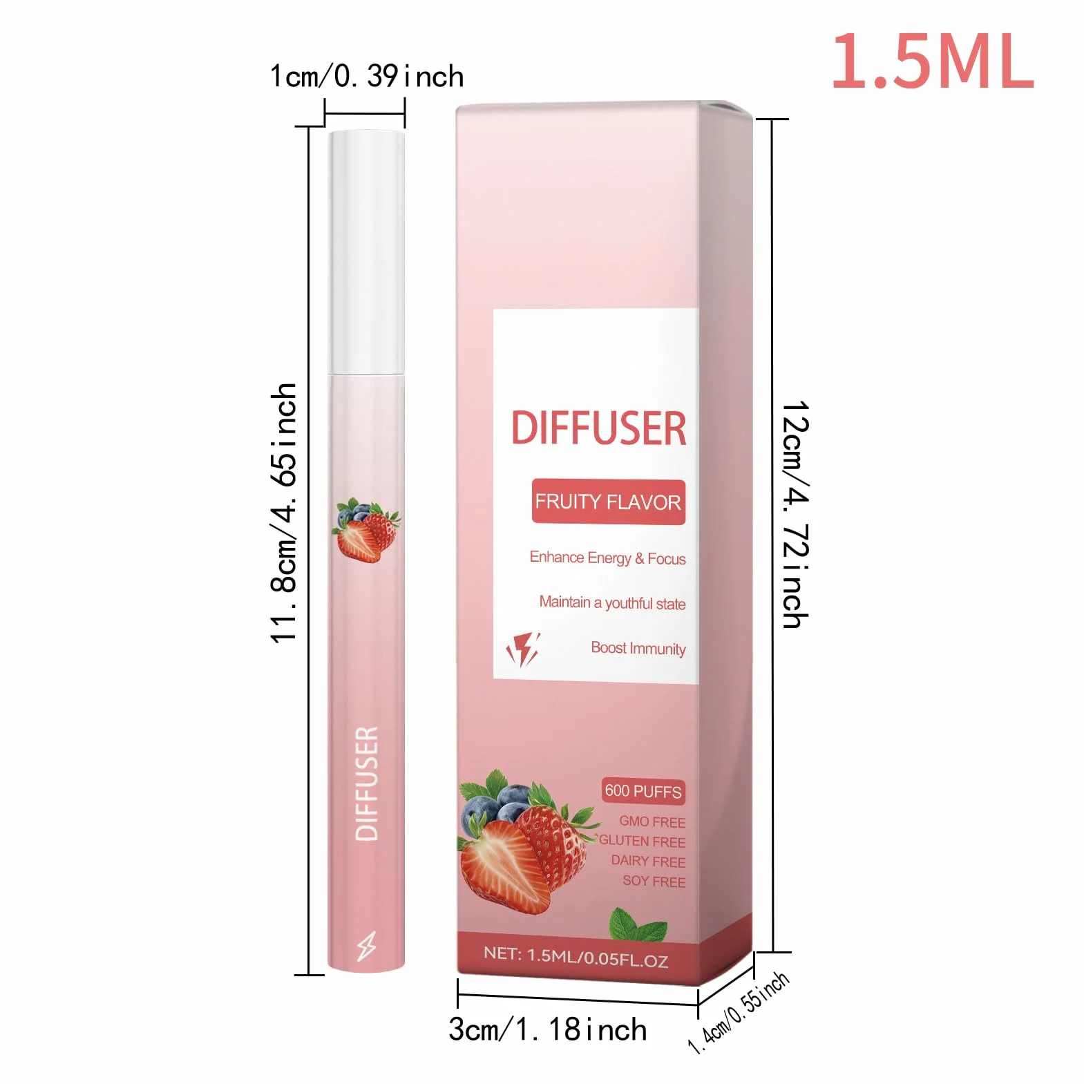 Energy Diffuser Pen Portable Fruit Scented Inhaler for Lung Care Aromatherapy Natural