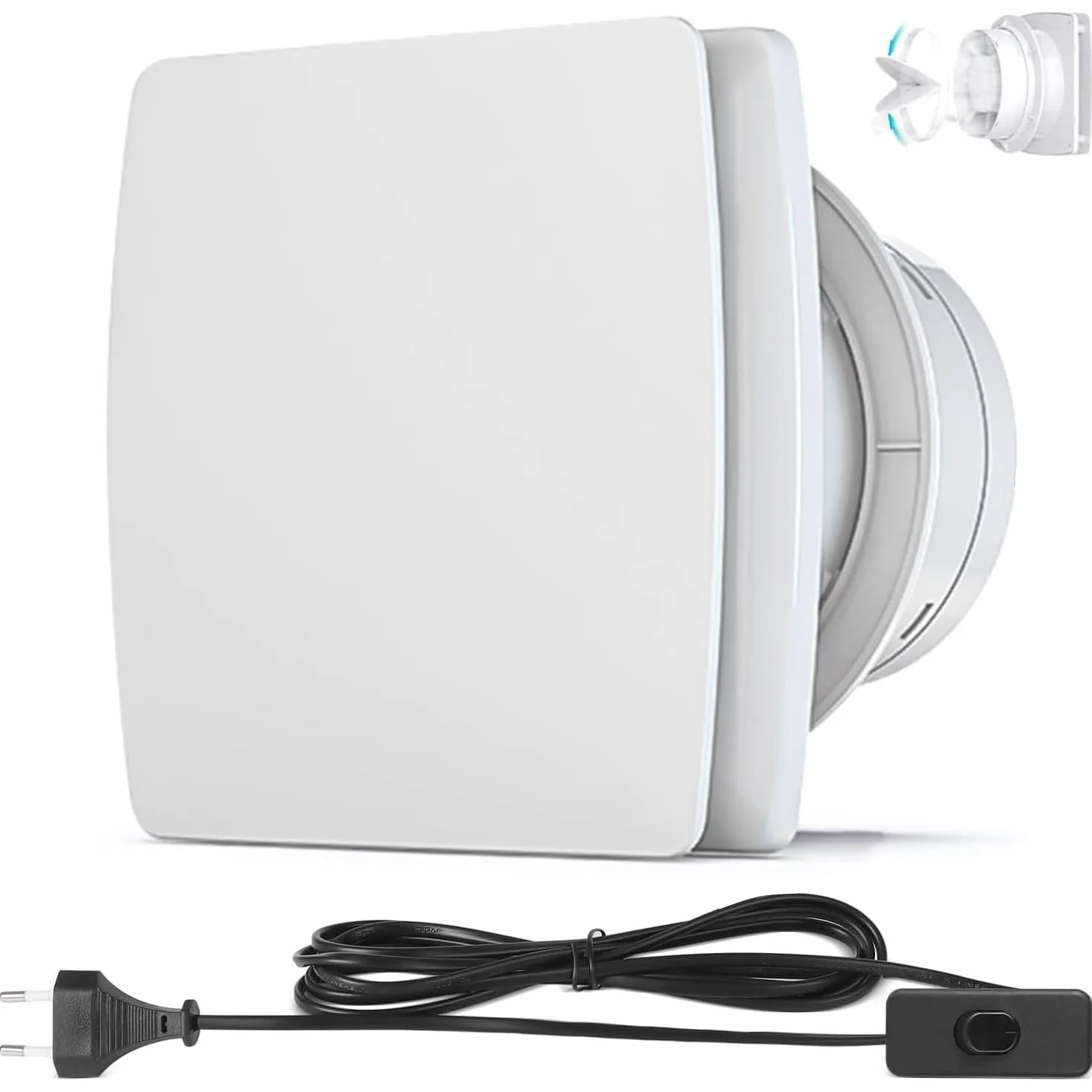 XIIW Wentylator łazienkowy Ø100mm z klapą zwrotną, wentylator łazienkowy z wężem EU 95 m³/h, 12 Watt / 34dB wentylator ścienny do łazienki, WC, kuchni