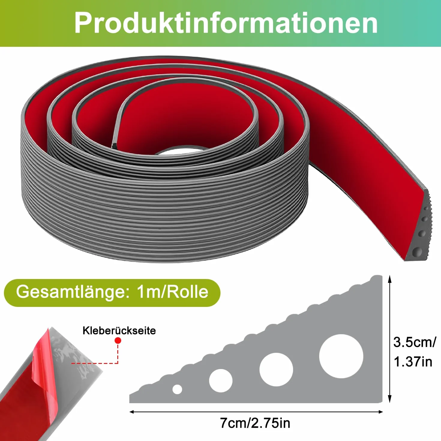 Rampa progowa samoprzylepna 3,5x7x100 cm z termoplastycznego elastomeru dla wózków inwalidzkich