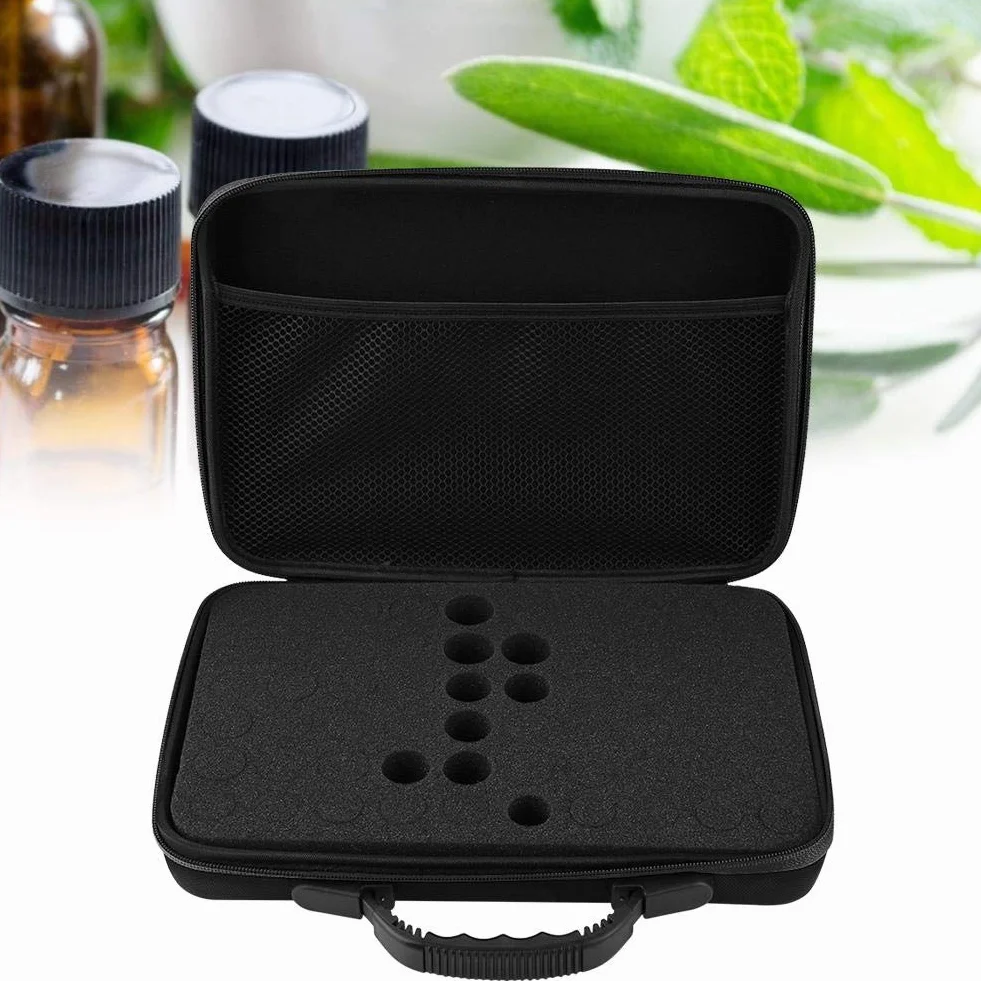Twardy futerał do przechowywania olejków aromaterapeutycznych 60 butelek 5 ml 15 ml czarny