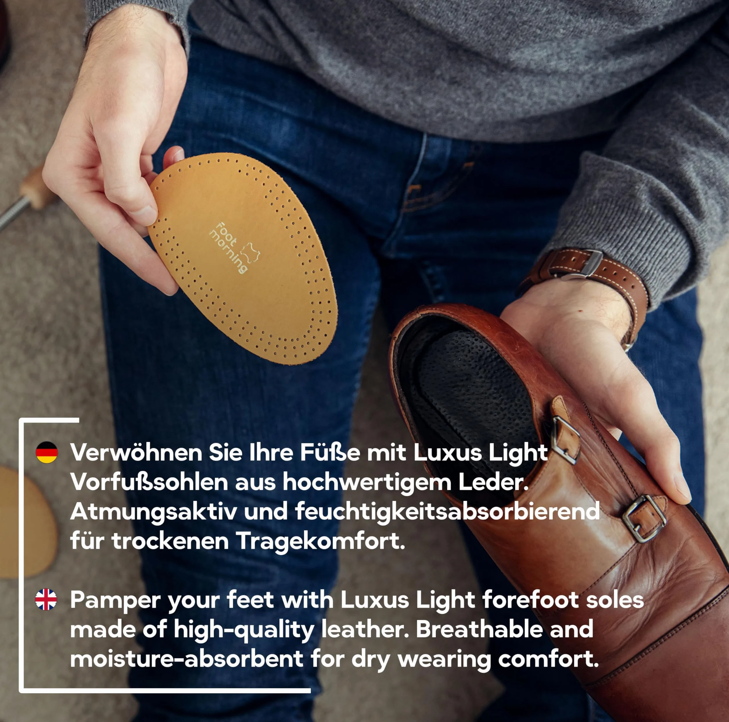 Luxus Light Półwkładki do Półbutów 41-42 EU Skórzana Piankowa Amortyzująca Węgiel Przeciwzapachowy Dwuwarstwowe