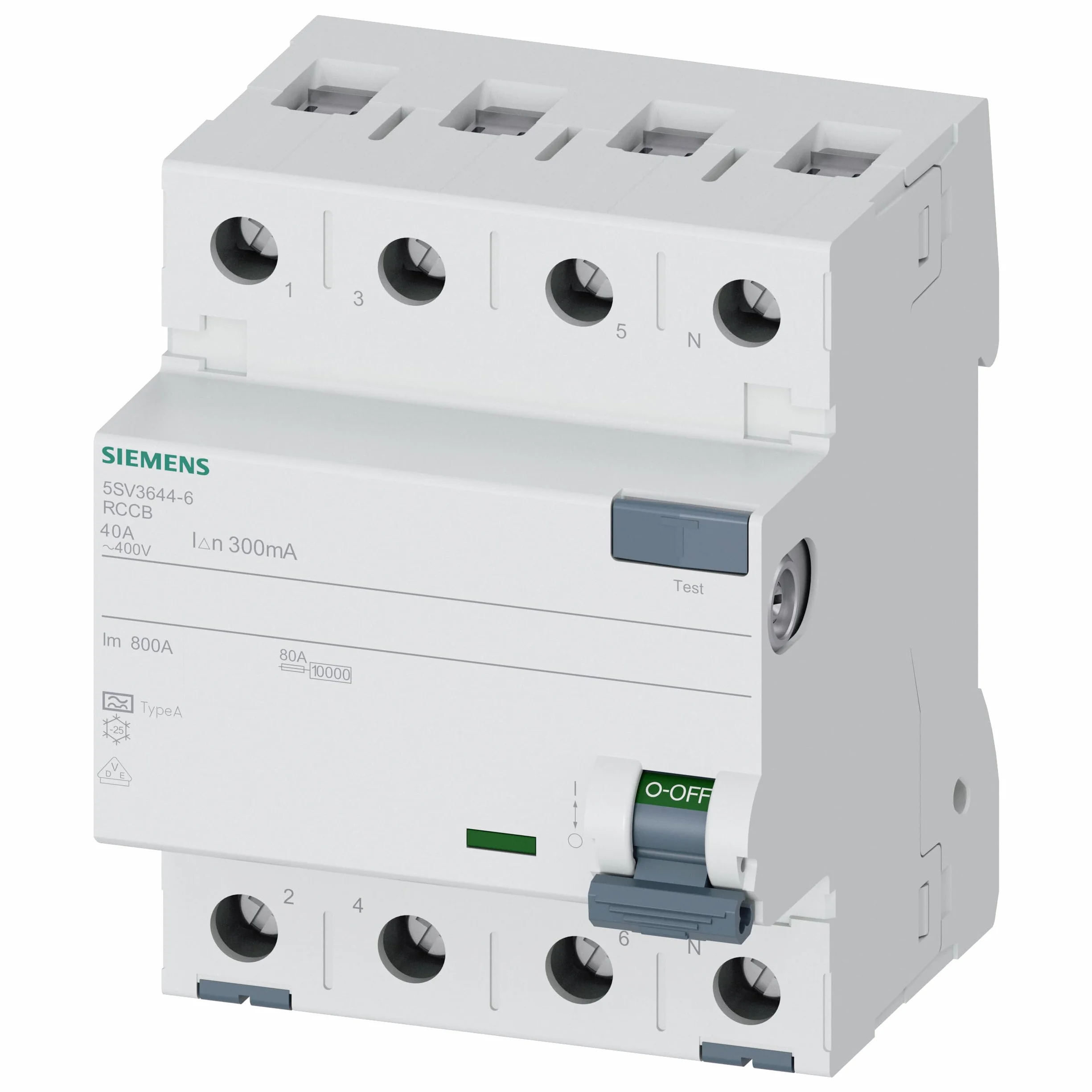 SIEMENS Ingenuity for life - FI wyłącznik ochronny 4-biegunowy typ A 40A 300mA