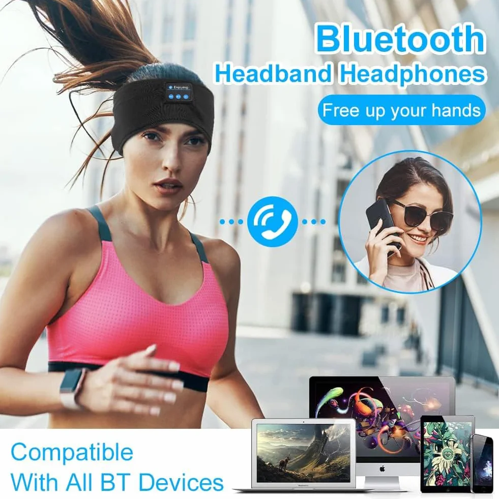 flintronic Słuchawki do spania bezprzewodowe Bluetooth z ultracienkimi głośnikami stereo HD sportowe opaska