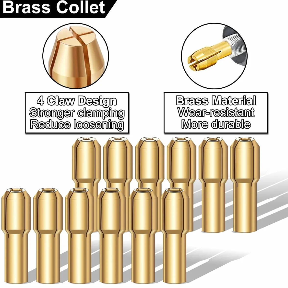 4486 Multi Chuck Set Akcesoria, uchwyt wiertarski M7, mosiężne tuleje wiertarskie 0,8-3,2 mm, metalowa nakrętka 4485, bezkluczykowy uchwyt do szybkiej wymiany, narzędzie obrotowe do Dremel