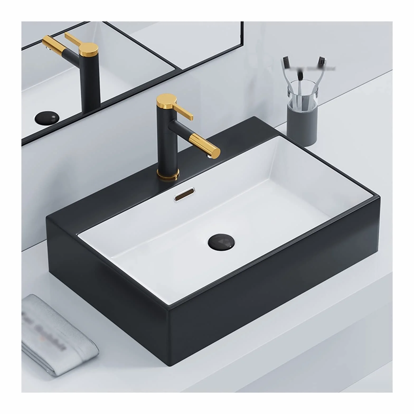 Umywalka nablatowa Umywalka nablatowa Biała porcelanowa ceramiczna umywalka nablatowa Prostokątna umywalka łazienkowa Umywalka nablatowa porcelanowa umywalka łazienkowa umywalka nablatowa Mycie,