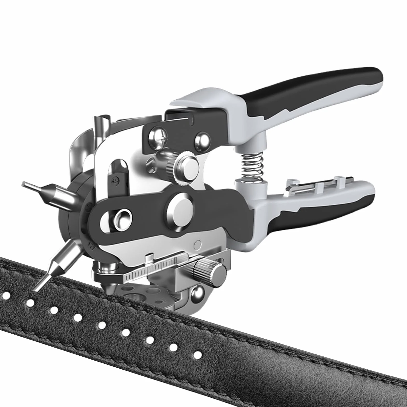Leather Hole Punch Tool, Heavy-Duty Alloy Steel Pliers, Multi-Size Precision Cutting, 8.66 Inches