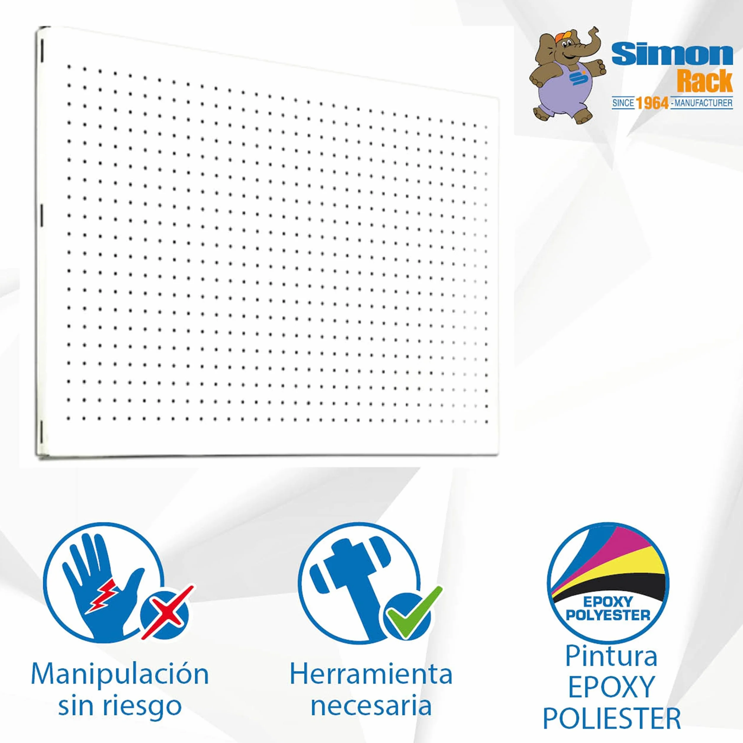 Simon Rack Ściana narzędziowa metalowa panel perforowany 900x600 mm Biały