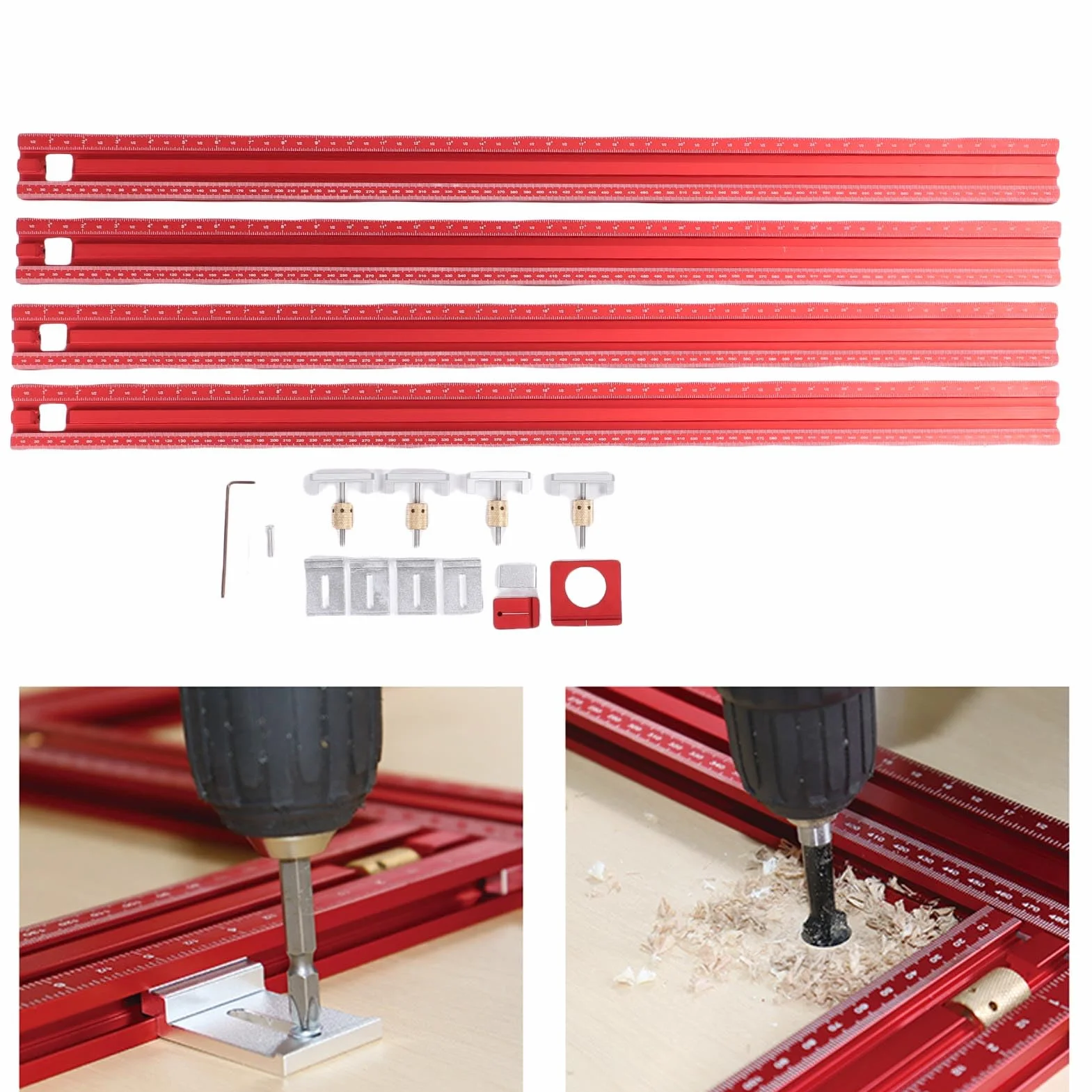 Fafeicy Aluminiowy system prowadnic do frezowania Regulowany szablon kwadratowy 800 mm Wielofunkcyjny zestaw szyn do narzędzi do cięcia drewna