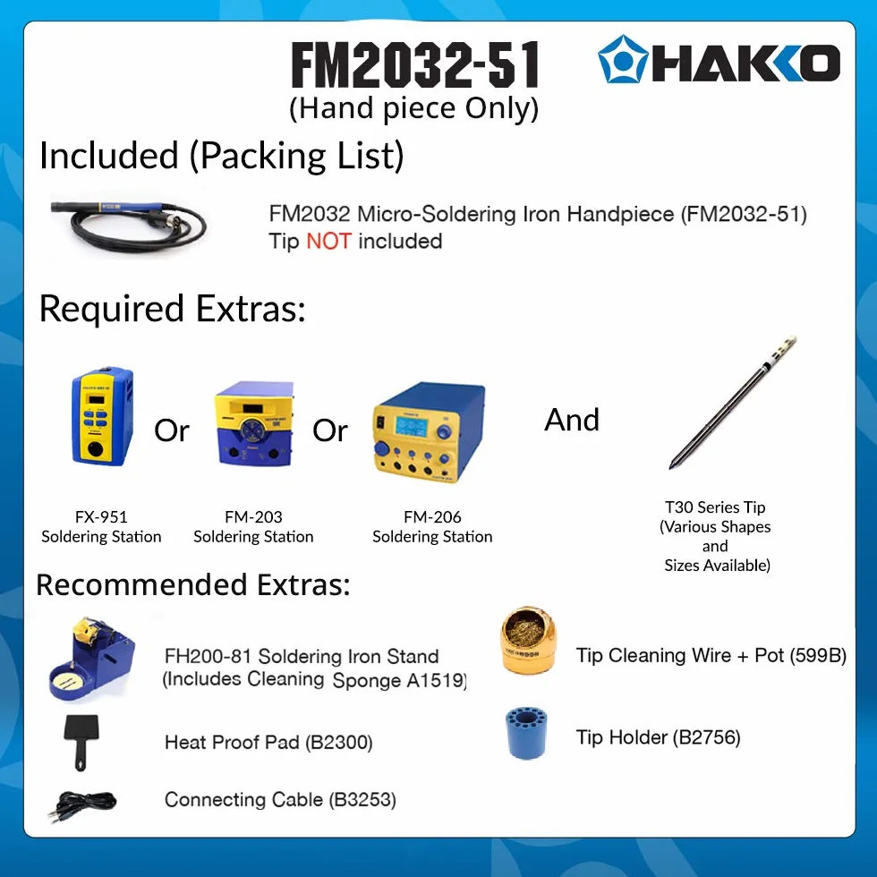 Hakko FM2032-51 mikrolutownica, niebieska
