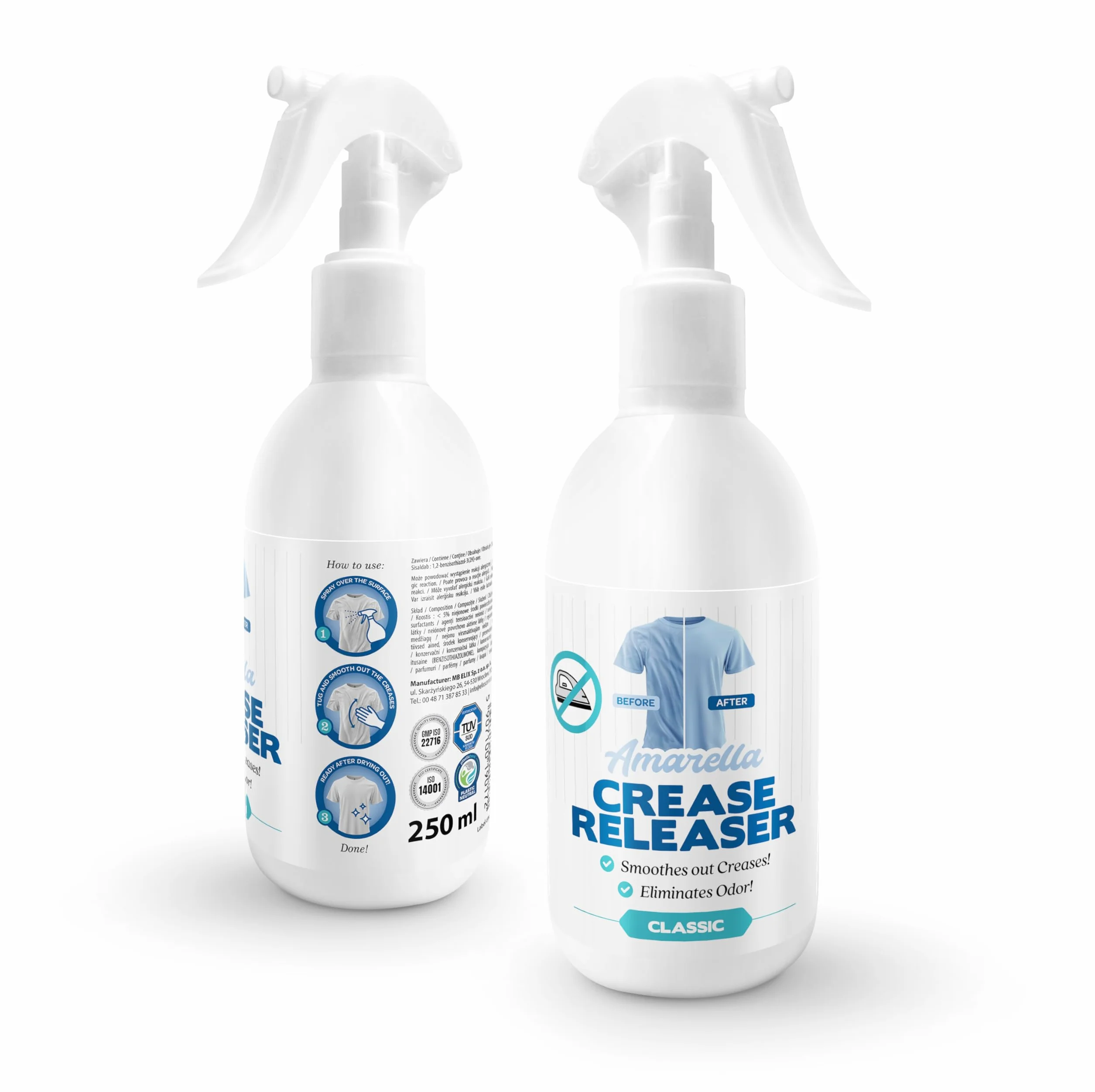 AMARELLA żelazko w sprayu zapach Crease Releaser Classic 250 ml wygładza
