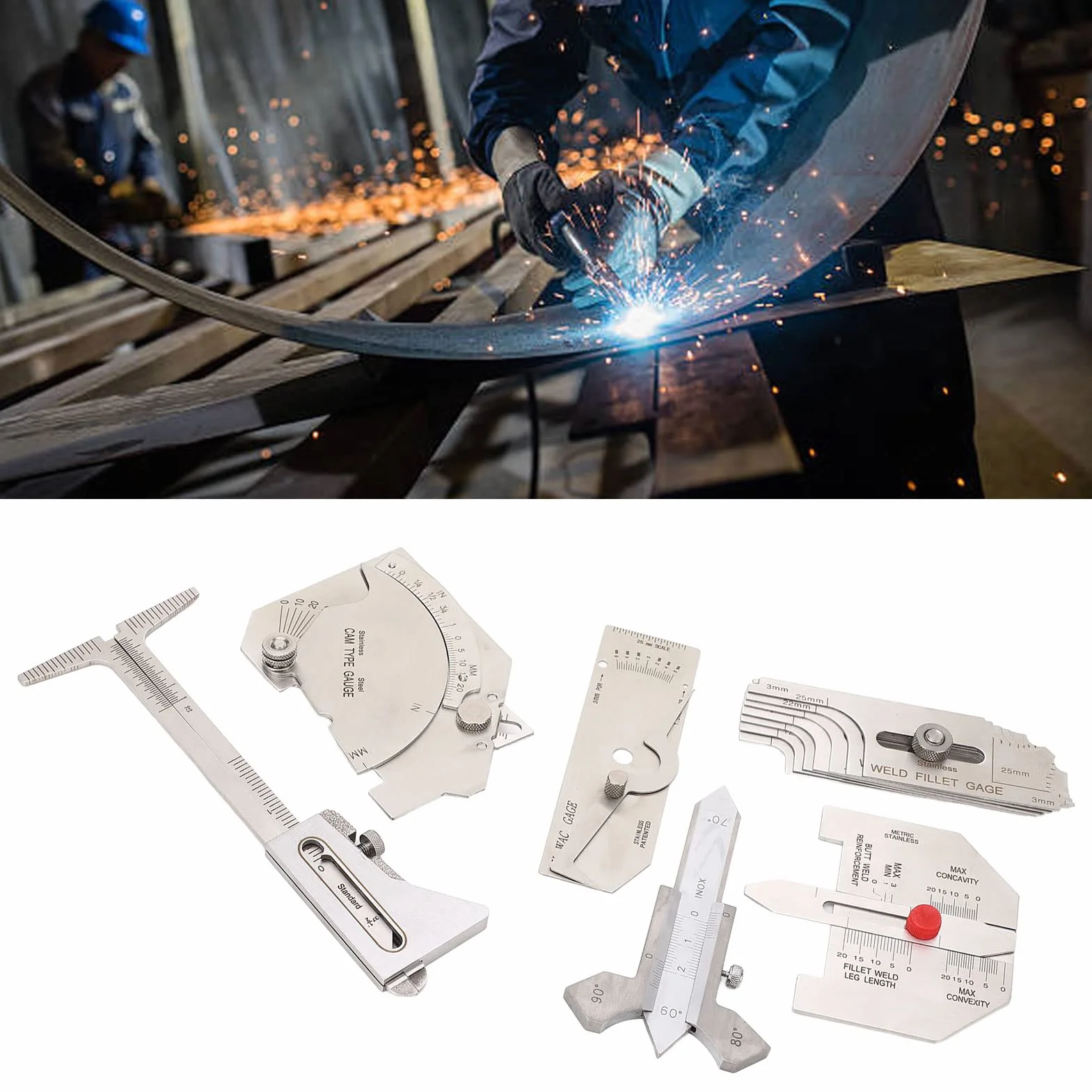 Profesjonalny Zestaw Mierników do Spoin Pachwinowych, Wskaźnik Hi-Lo, Miernik Porowatości z Podcięciami V, Narzędzie Pomiarowe do Kontroli Spawów