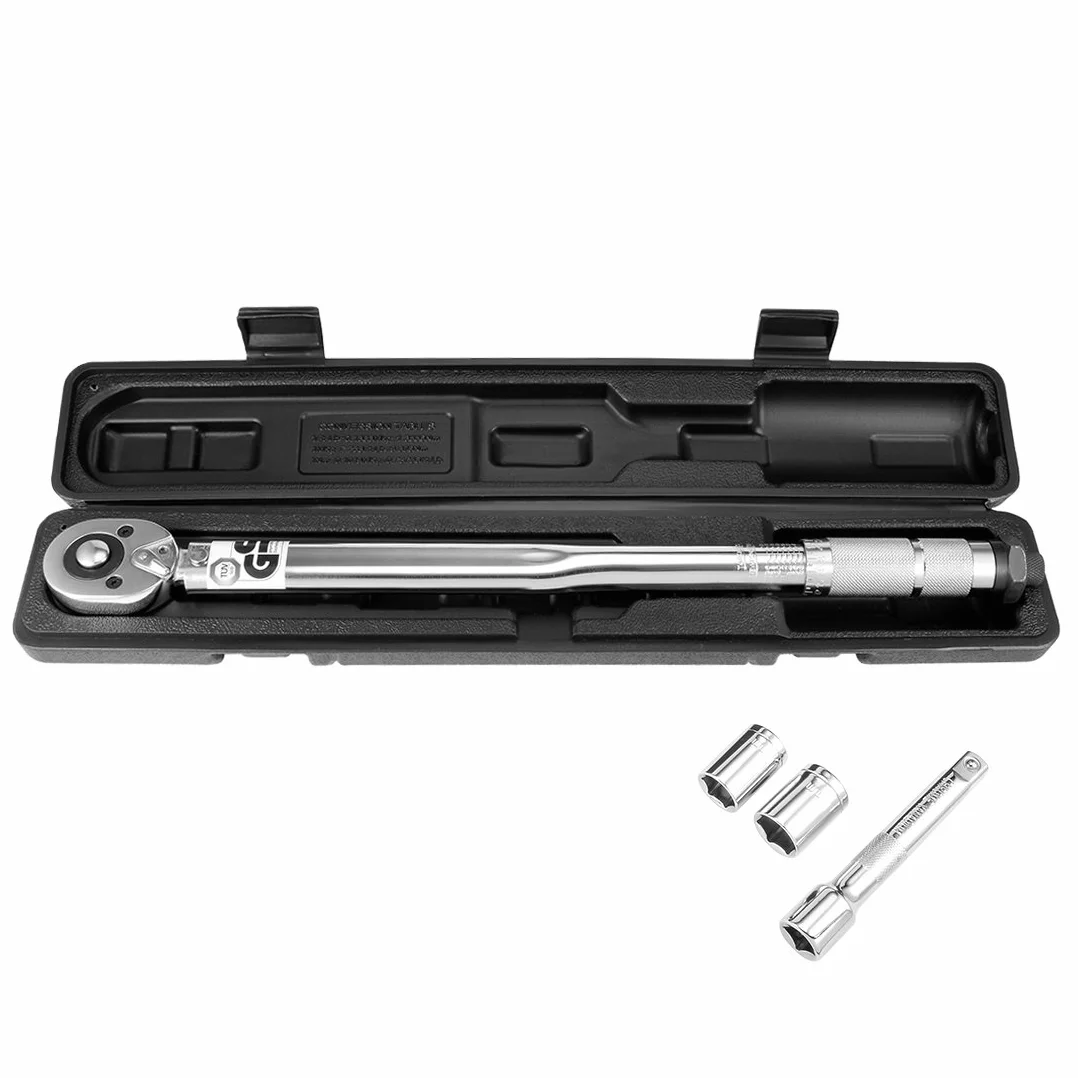 Aexit Klucz dynamometryczny 1/2 cala z nasadkami i przedłużką, 2,9-21,4M.KGS / 28-210N.m(Qualité technique réversible carré Cliquez clé
