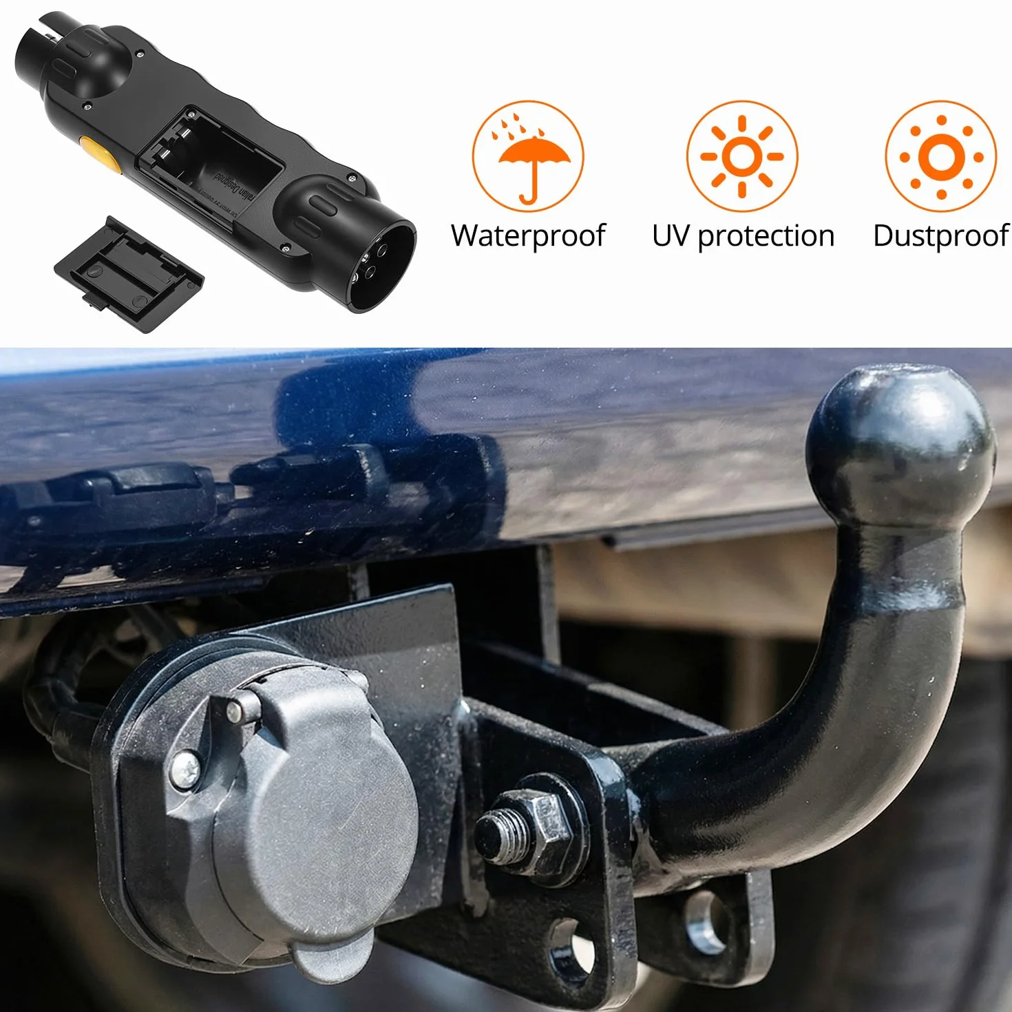 QWORK 7-pinowy tester przyczepy z 13-pinowym adapterem konwertera, do diagnostyki okablowania 12 V, do sprawdzania obwodów w samochodach, przyczepach kempingowych