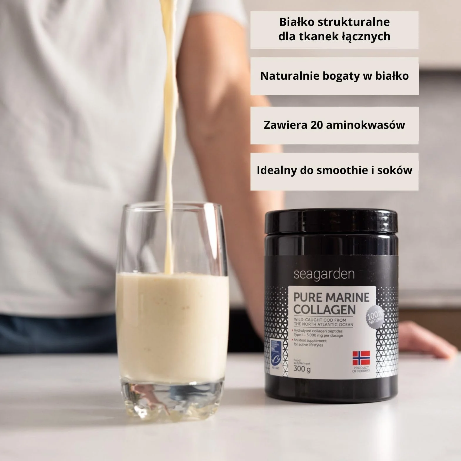 Norweski kolagen morski hydrolizowany peptydy 300 g suplement zdrowej skóry włosów paznokci
