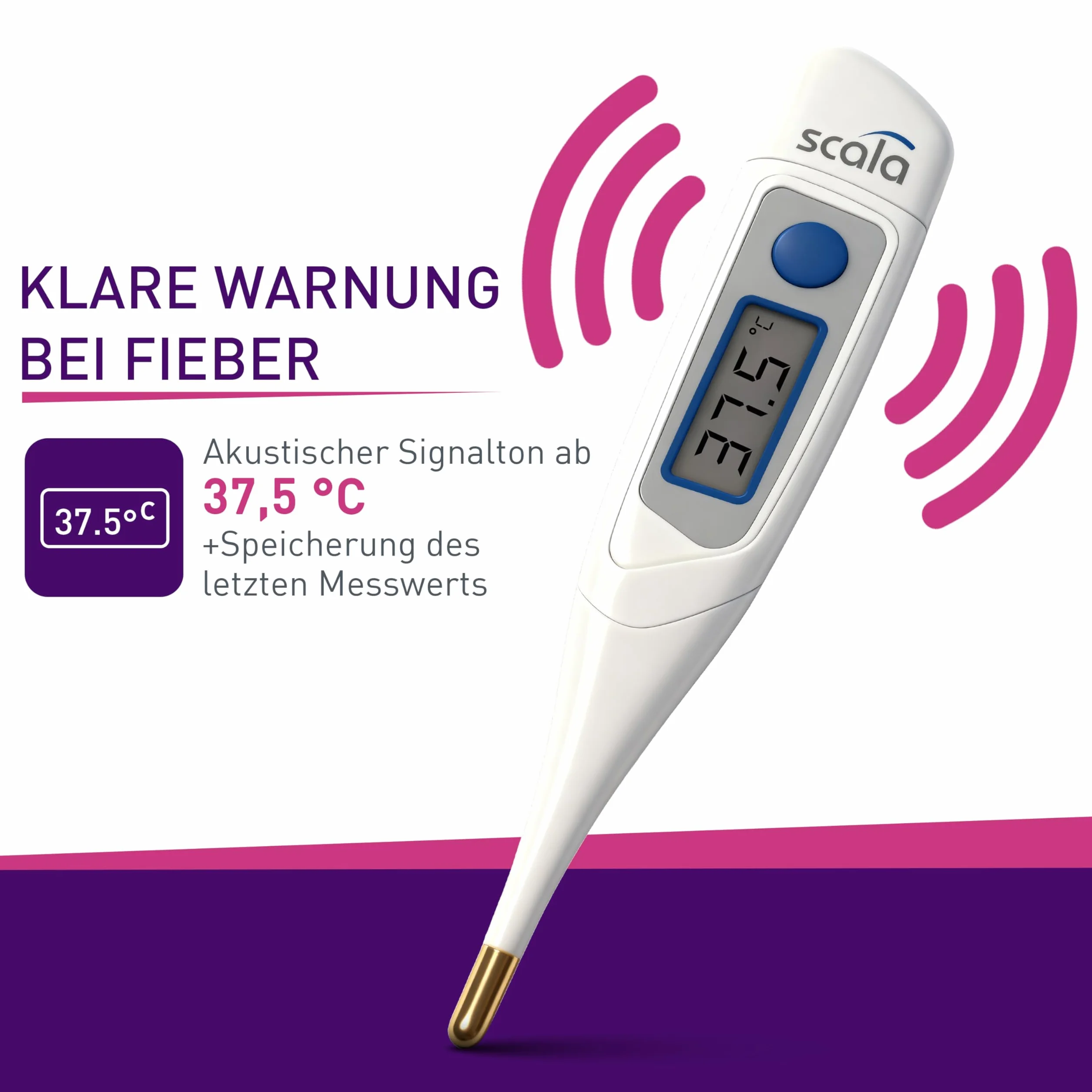 Cyfrowy termometr kliniczny SC 42 flex Speed 10 s Złota końcówka biały
