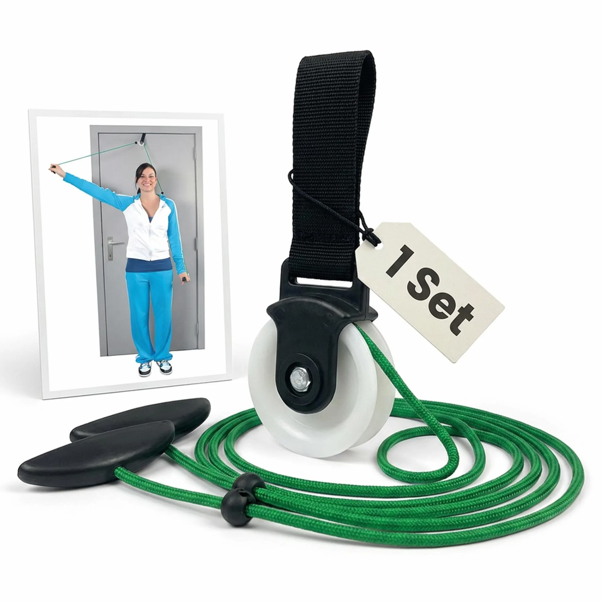 Pulley zestaw do treningu ramion linka linowa uchwyty mocowanie rehabilitacja