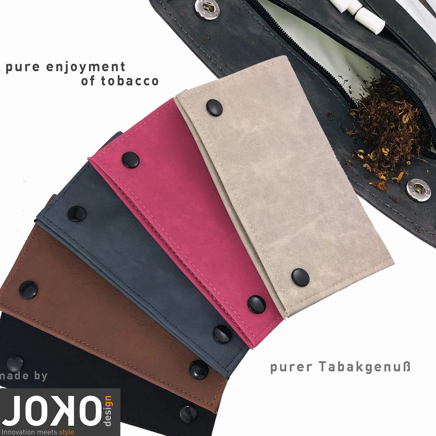 Torba na tytoń used Leather Touch, worek na tytoń obrotowy z przegródkami na filtr, ulotki, zapalniczkę (1.) czarna, pojedyncza)