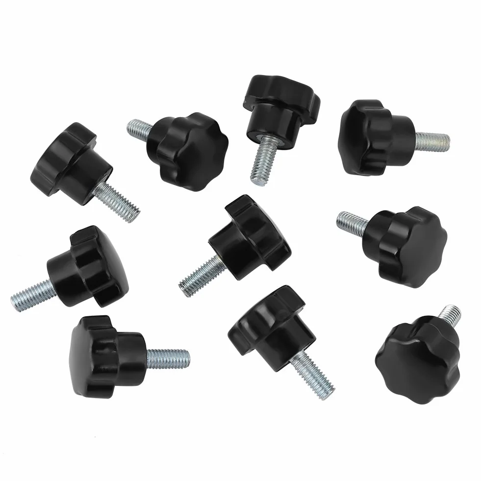10 stücke Sternförmige Türgriffe Griff Bolzen M5 * 16 Kunststoff Fadenklemmknopf Maschine Werkzeug Zubehör Set Schwarz