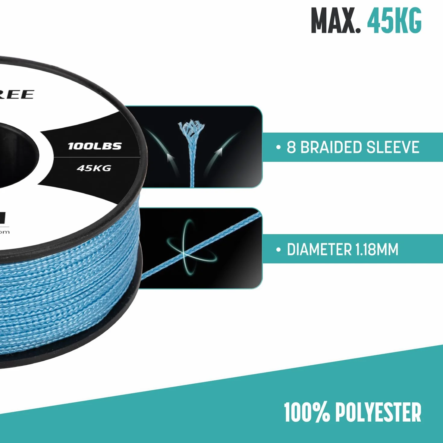Brotree Mikro Sznurek 1.18mm Paracord 50M Pleciony Sznurek do Biżuteria, Rzemiosło, Koraliki - 45kg Breaking Load (Błękit Nieba)