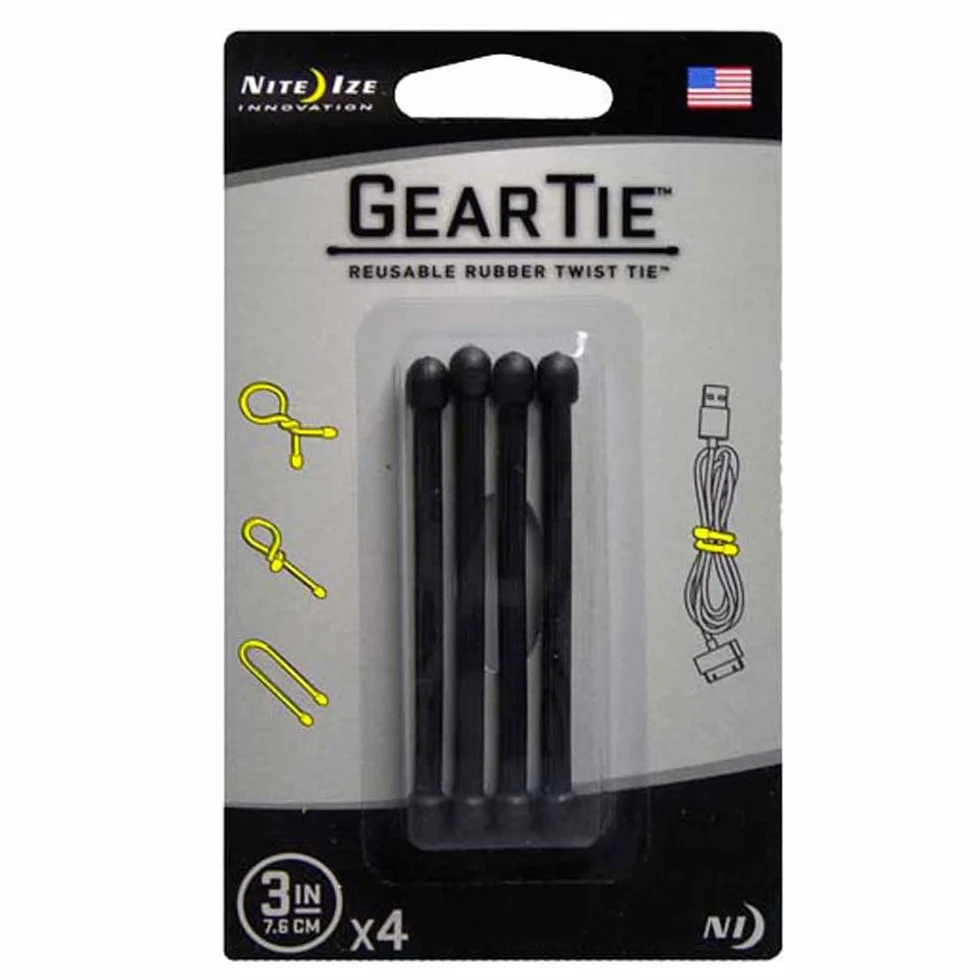 Nite Ize GT3-4PK-01 Gear Tie, czarny, 3