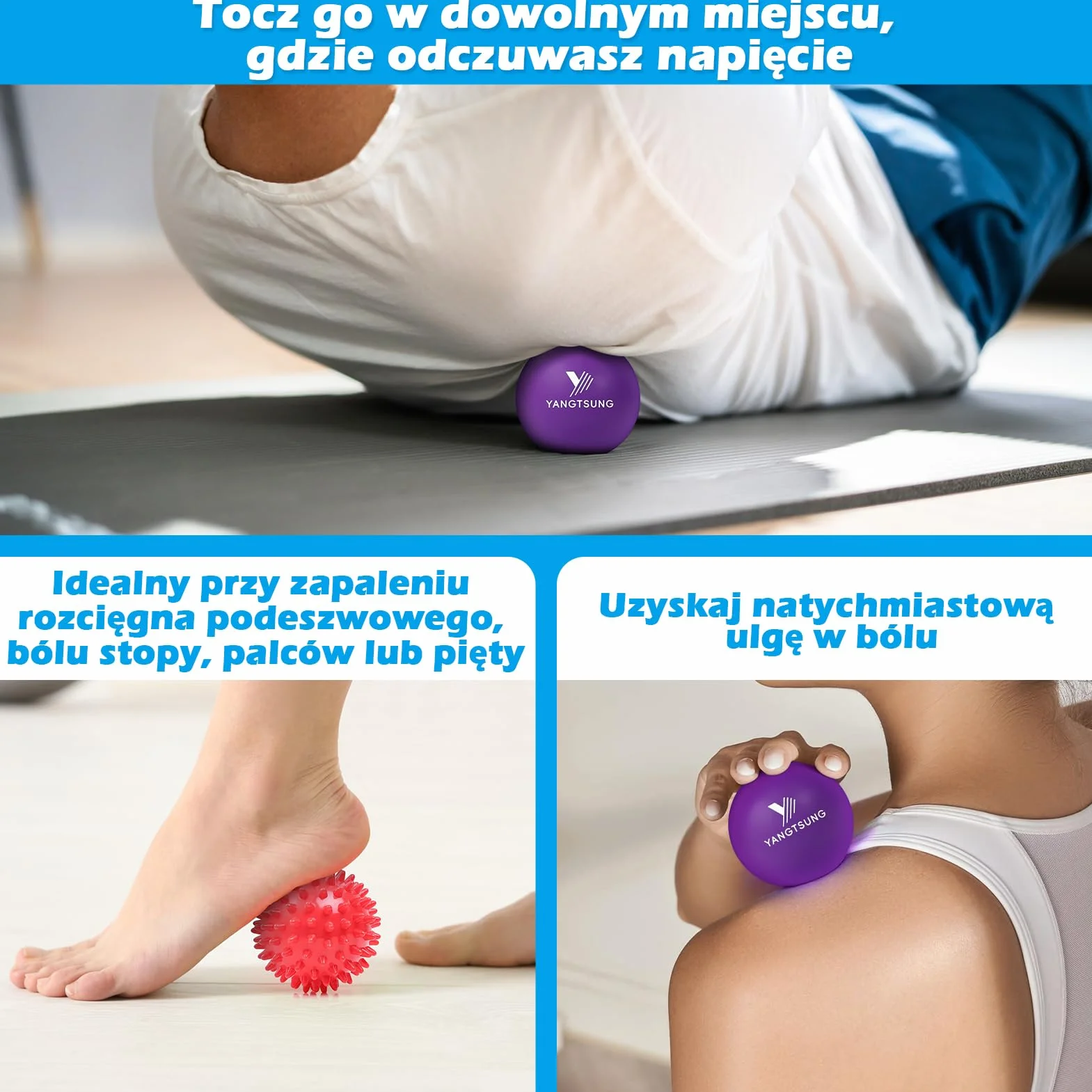 Zestaw Piłek do Masażu Głębokiej Tkanki Mięśni, Myofascial Release, Terapia Punktów Spustowych