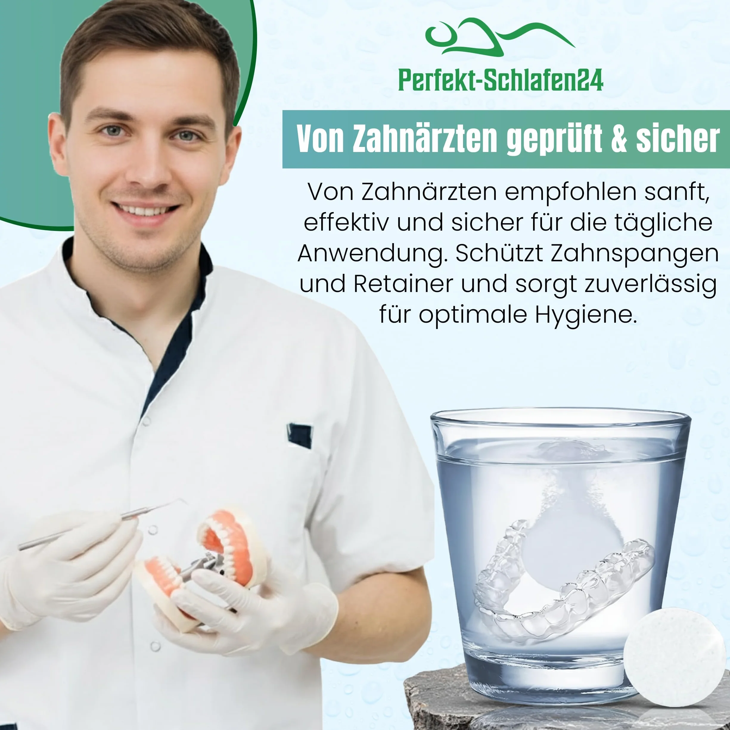 Retainer tabletka czyszcząca – 30 x tabletki do czyszczenia szyn zębowych, bez plam, ochrona zębów, usuwanie nieprzyjemnych zapachów