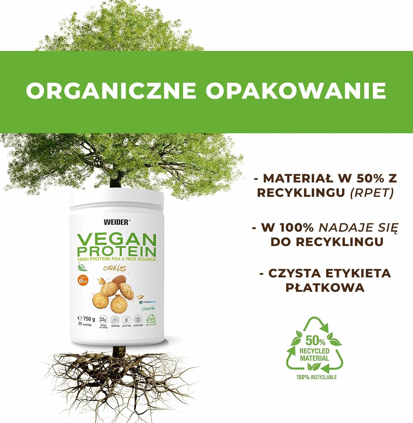 Weider Vegan Protein Izolat Białka Grochu i Ryżu 750 g Waniliowy