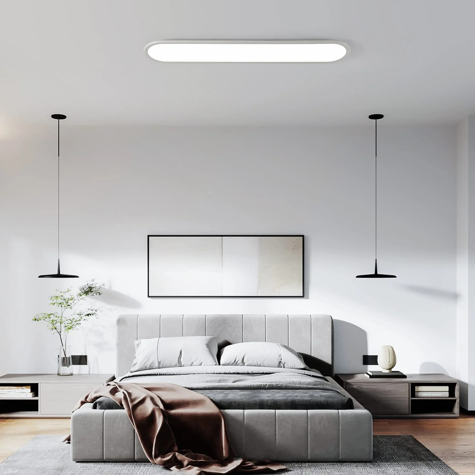 Oninio Lampa sufitowa LED, długie lampy sufitowe z możliwością przyciemniania Ultracienkie nowoczesne lampy sufitowe do sypialni, szafek kuchennych, przedpokoju (białe)