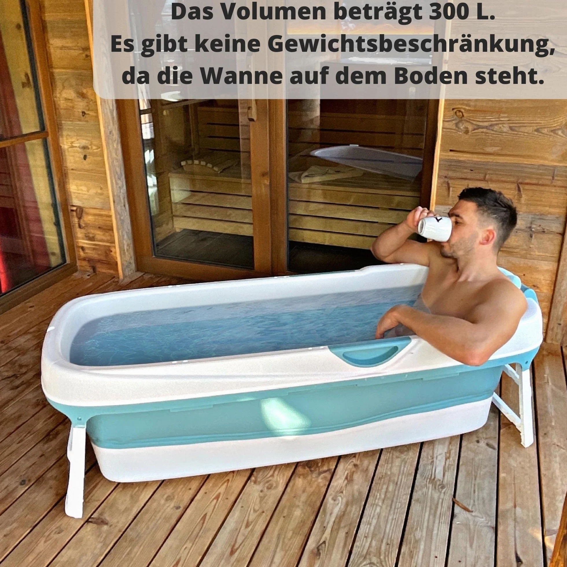 CRS składana wanna dla dorosłych 158x62x52cm | składana mobilna wanna idealna do małych łazienek | składana wanna | przenośna składana wanna do ustawienia Niebieski