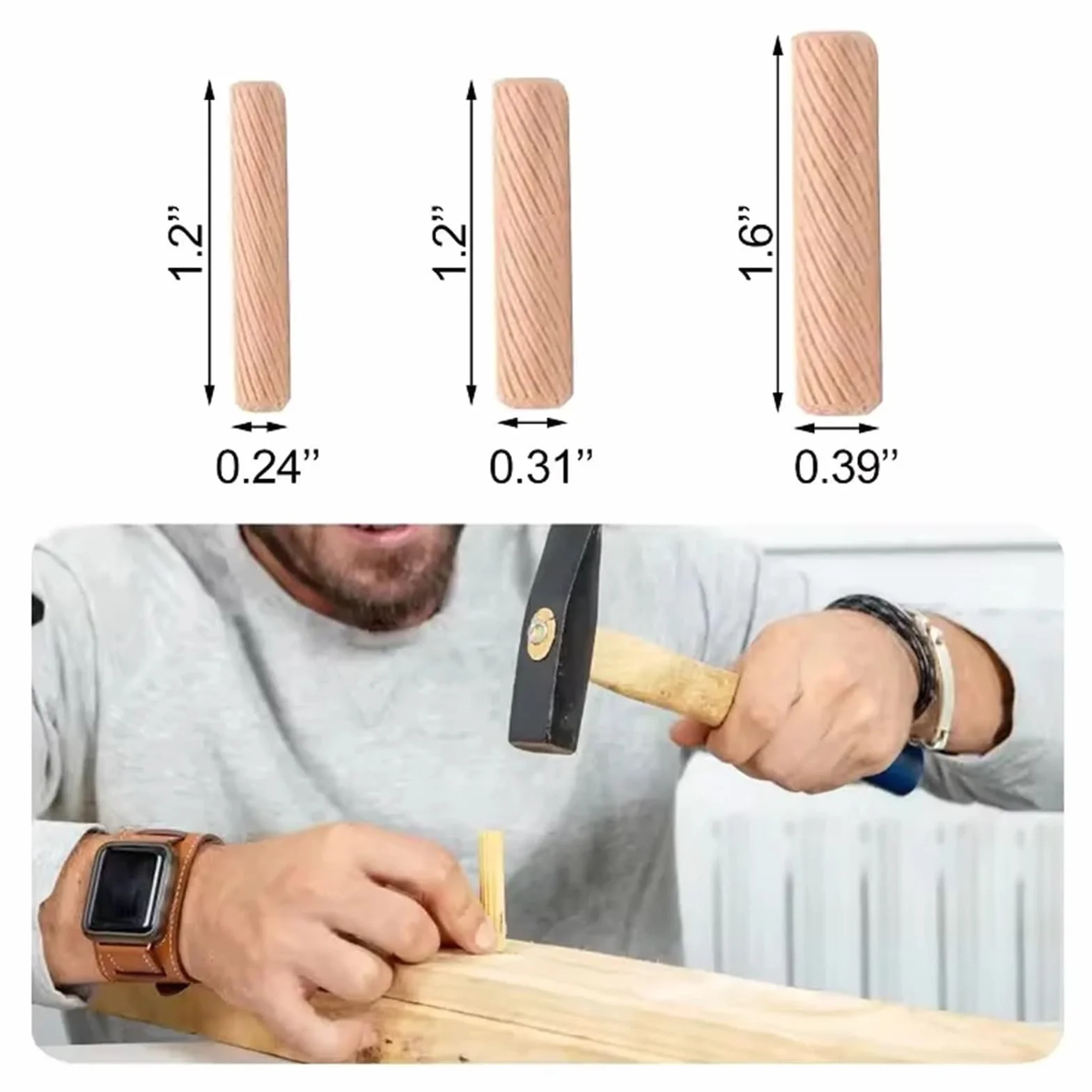 Wspólne kołki łączące, 500 sztuk/paczka okrągłe 8 * 40mm szuflada szafki okrągła karbowana DIY obróbka drewna dla przyrządów do kołków wiertarka mebli rzemiosło