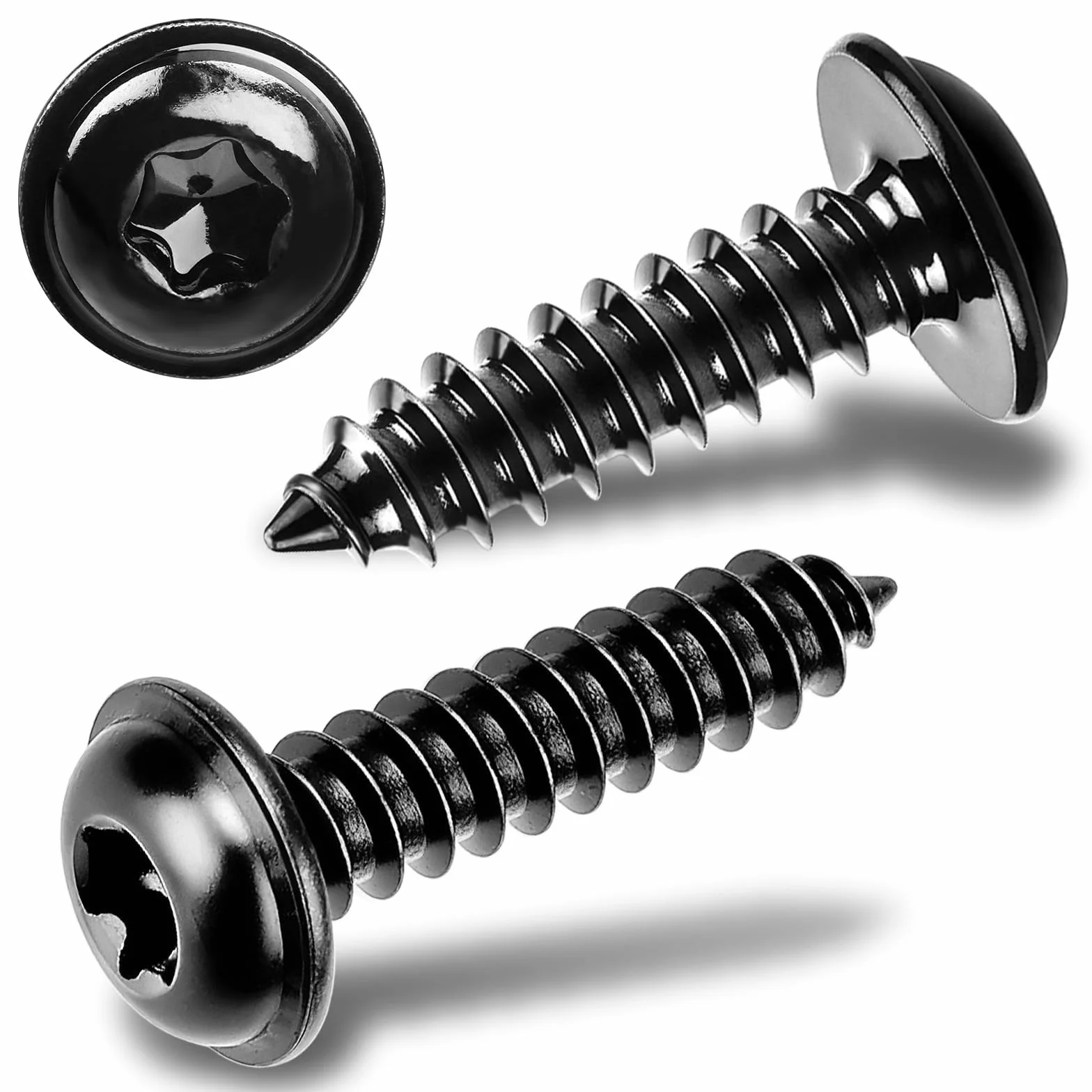 40 sztuk wkrętów do drewna, czarne, M4 x 10 mm, śruby do paneli akustycznych, Torx, śruby ze stali nierdzewnej, czarne, płaskie końcówki, wkręty samogwintujące z tarczą, do śrub z łbem