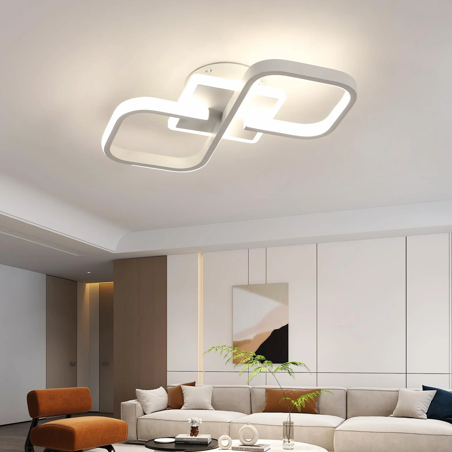 Comely Nowoczesny Kwadratowy Plafon LED, 36W 4050LM 40.5cm Lampa Sufitowa LED, Biała Akrylowa Wewnętrzna Oprawa Sufitowa Do Sypialni, Salonu, Korytarza, Światło Naturalne 4500K