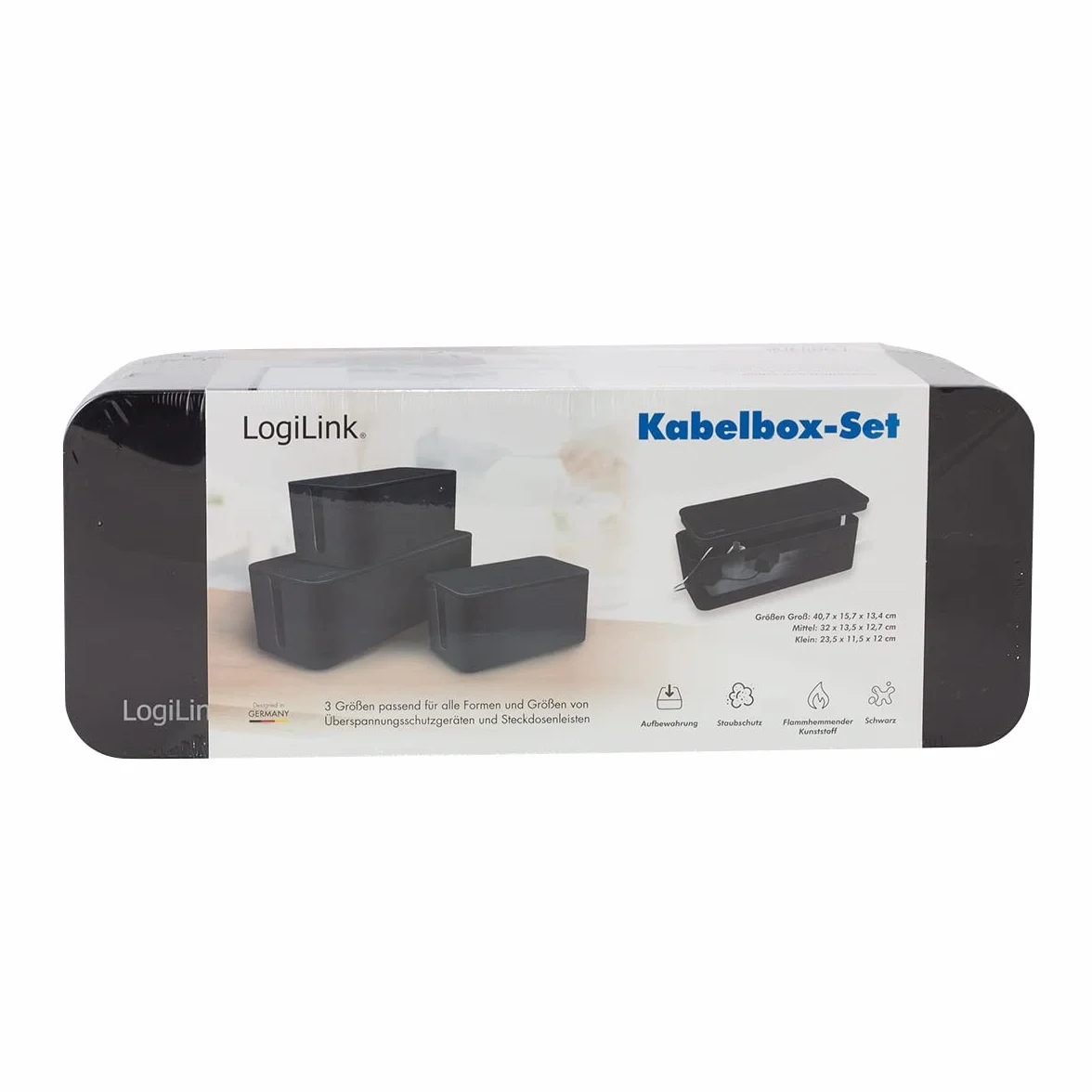 LogiLink zestaw skrzynek kablowych 3 pudełka czarny