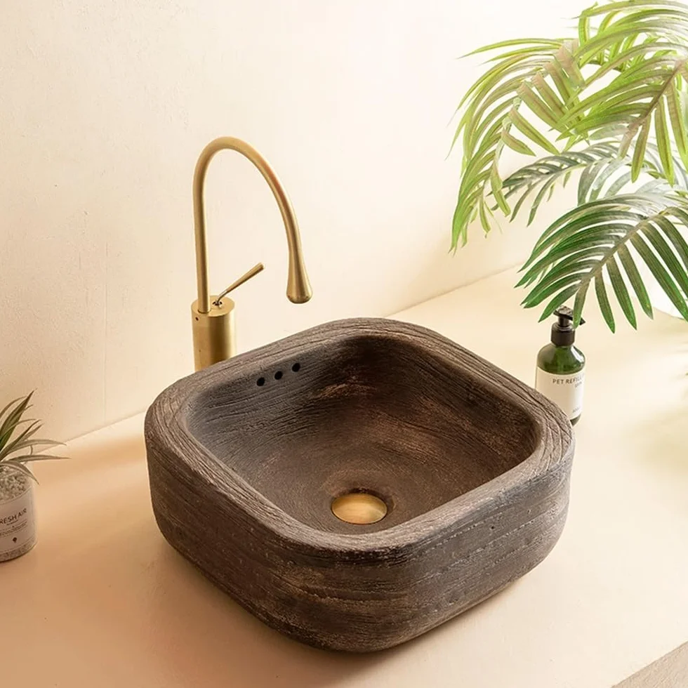 Umywalka Nablatowa Do Łazienki, Mała Umywalka Nablatowa, Ceramiczna, Kwadratowa, Dekoracyjna, Umywalka Łazienkowa, Umywalka Nablatowa