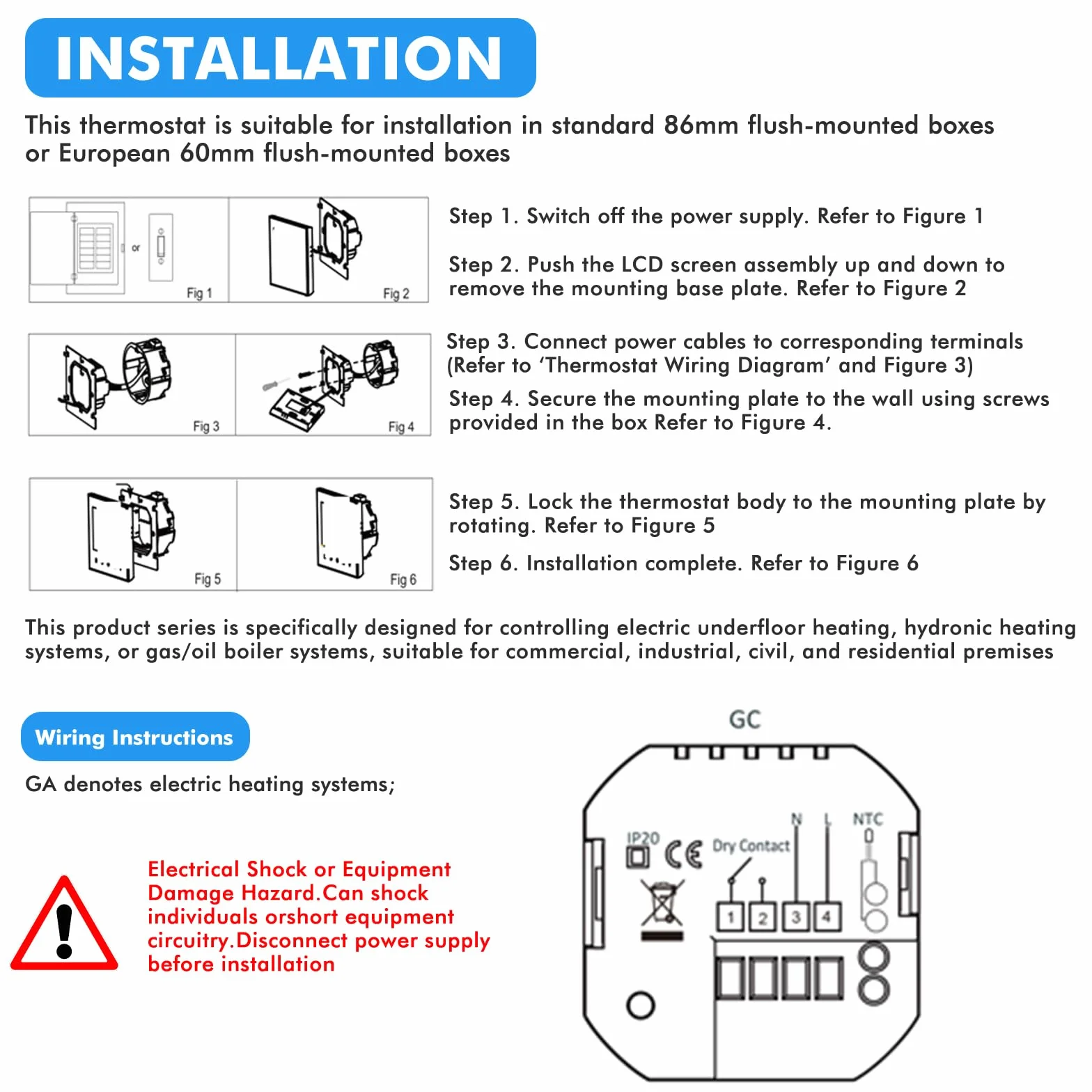 Inteligentny termostat WiFi do kotła grzewczego gazowego, termostat, cyfrowy termostat pokojowy do ogrzewania gazowego, kompatybilny z Smart Life/Google Home/Alexa, 5 A, 230 V, BHT-006GCLW