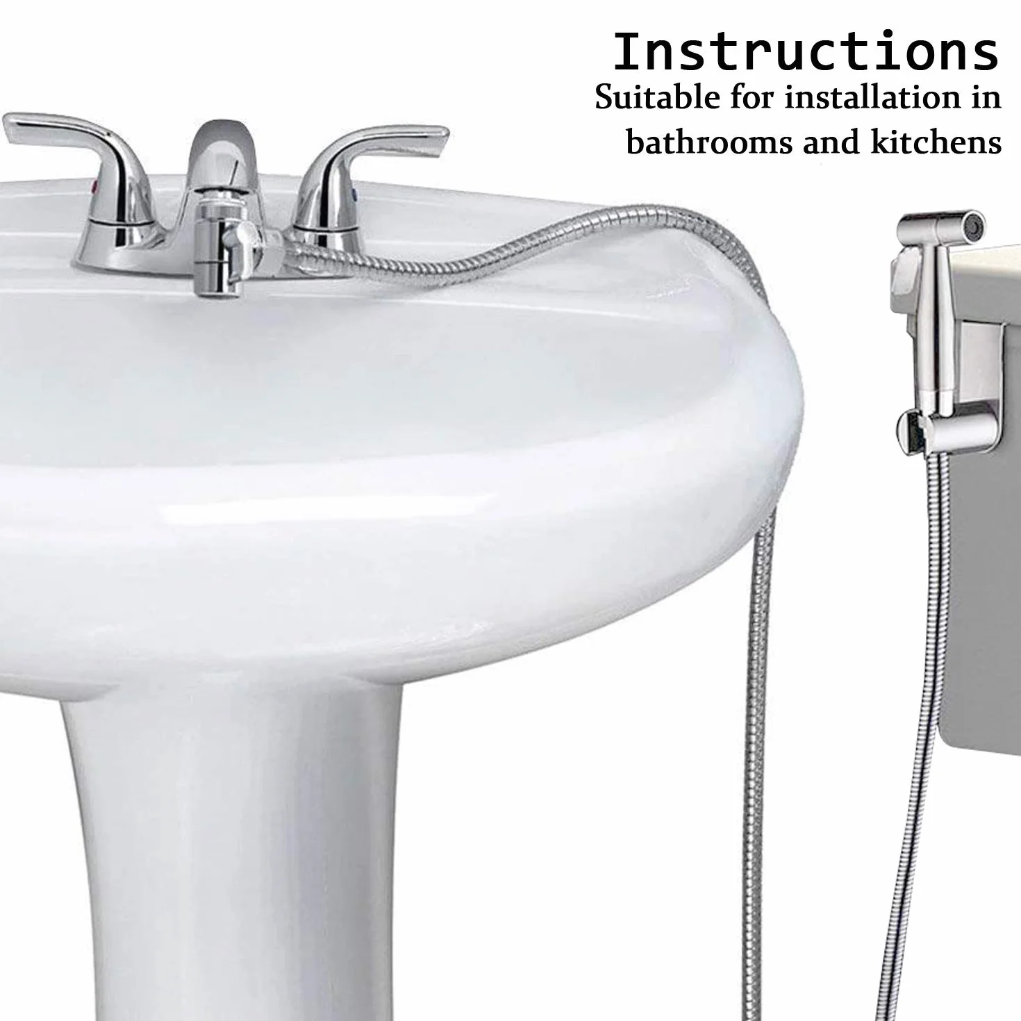 Bidet ręczna słuchawka prysznicowa ze stali nierdzewnej, muzułmański prysznic ze stali nierdzewnej i zestaw do spryskiwania pieluszek materiałowych dla niemowląt – z dozownikiem do kranu, wężem i