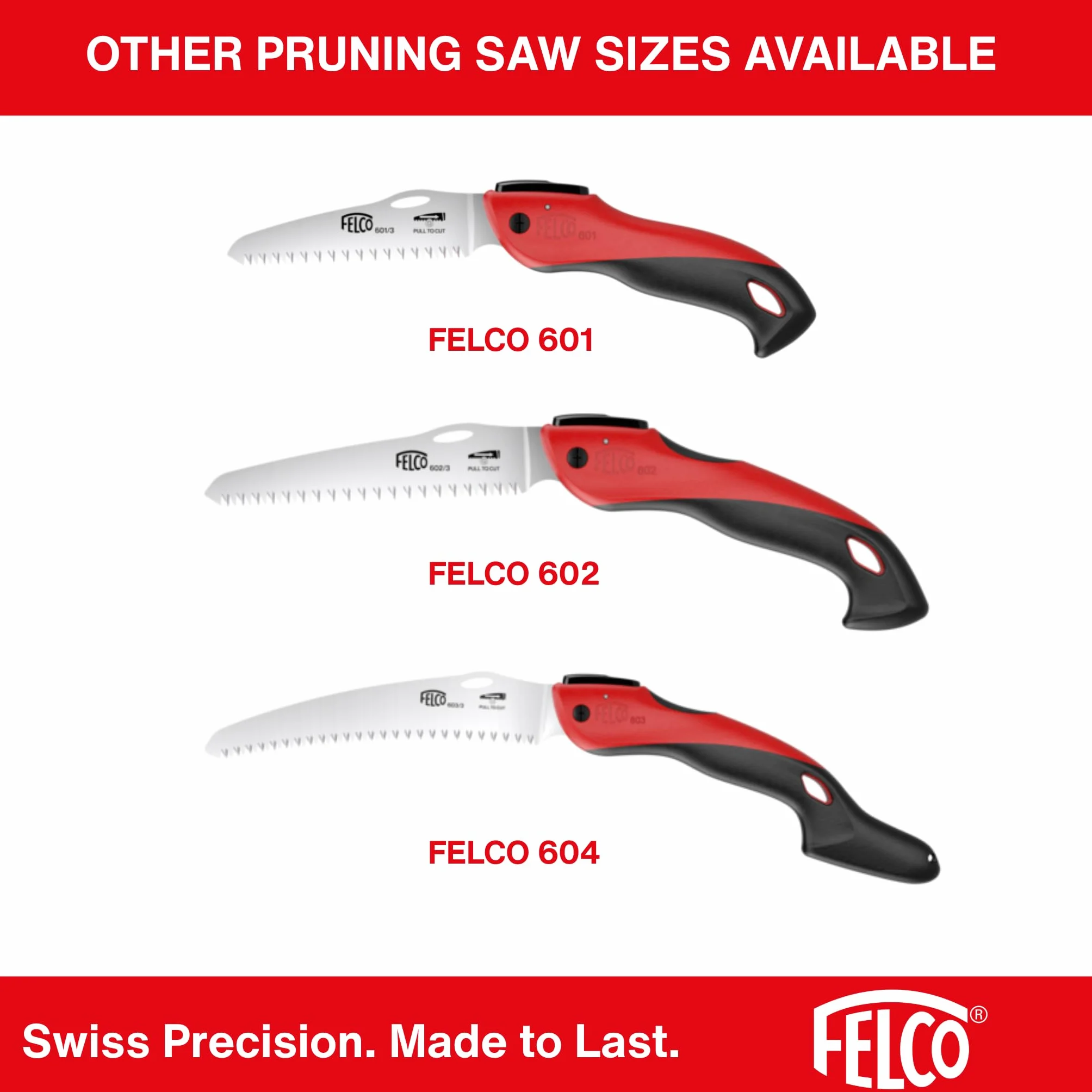 FELCO 602 piła składana prosta 160 mm, rękojeść soft touch, cięcie 80 mm, oburęczna, do ogrodu i przycinania