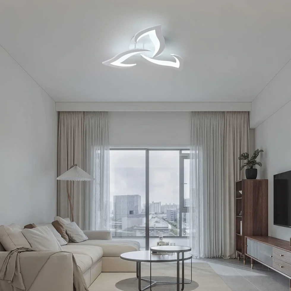Nowoczesna lampa sufitowa LED, 36 W, 3300 lm, biała, kreatywna konstrukcja, 6500 K, zimna biel, akrylowa lampa sufitowa do sypialni, salonu, jadalni, kuchni, korytarza
