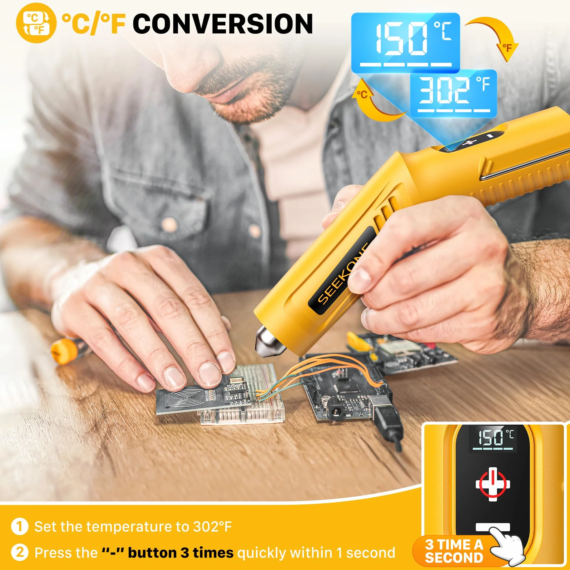 SEEKONE Mini Bezprzewodowa Opalarka 450°C 3,6V Litowy USB z Dyszą Reflektorową