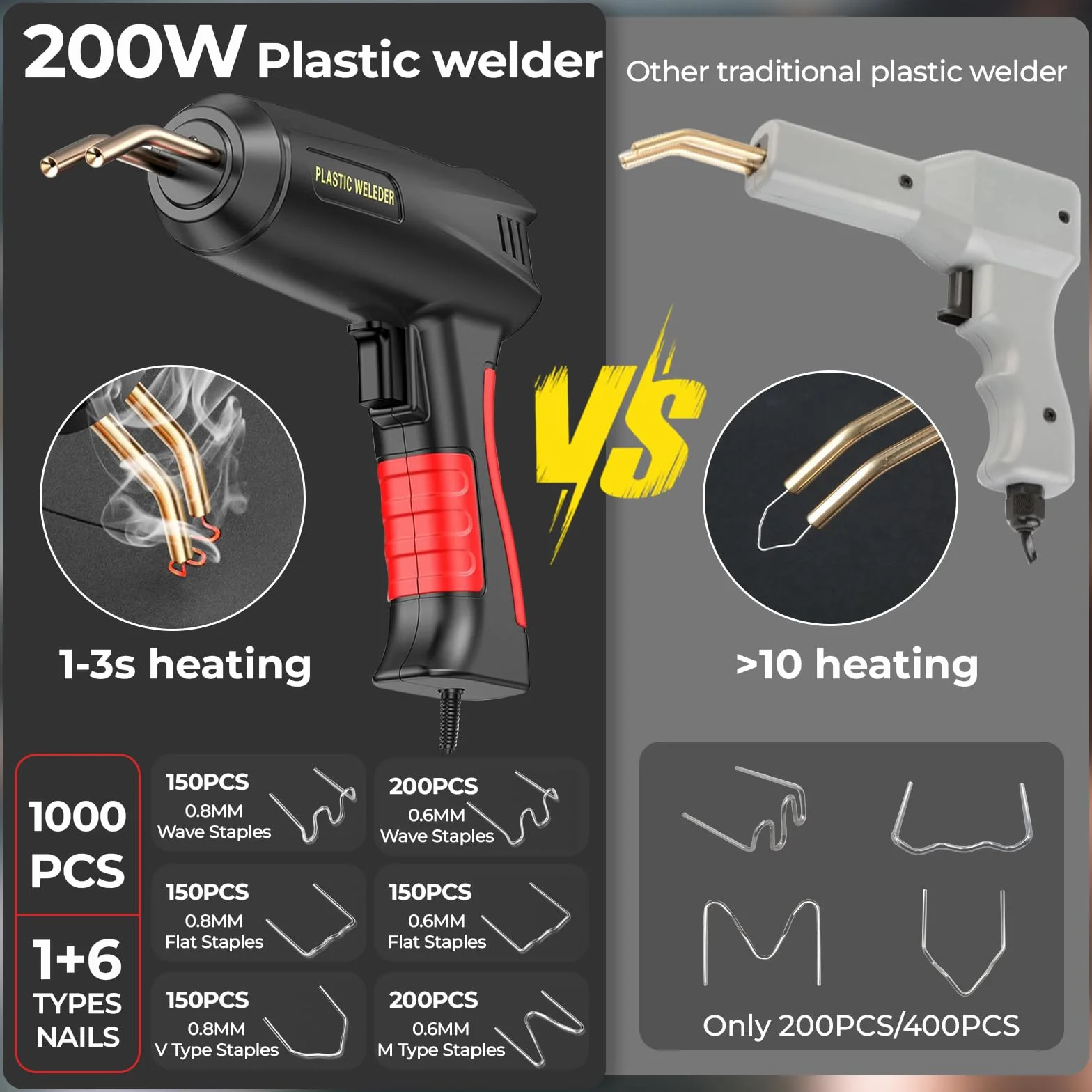 Zestaw naprawczy spawarki do tworzywa sztucznego 200 W 1000 sztuk zderzaka samochodowego