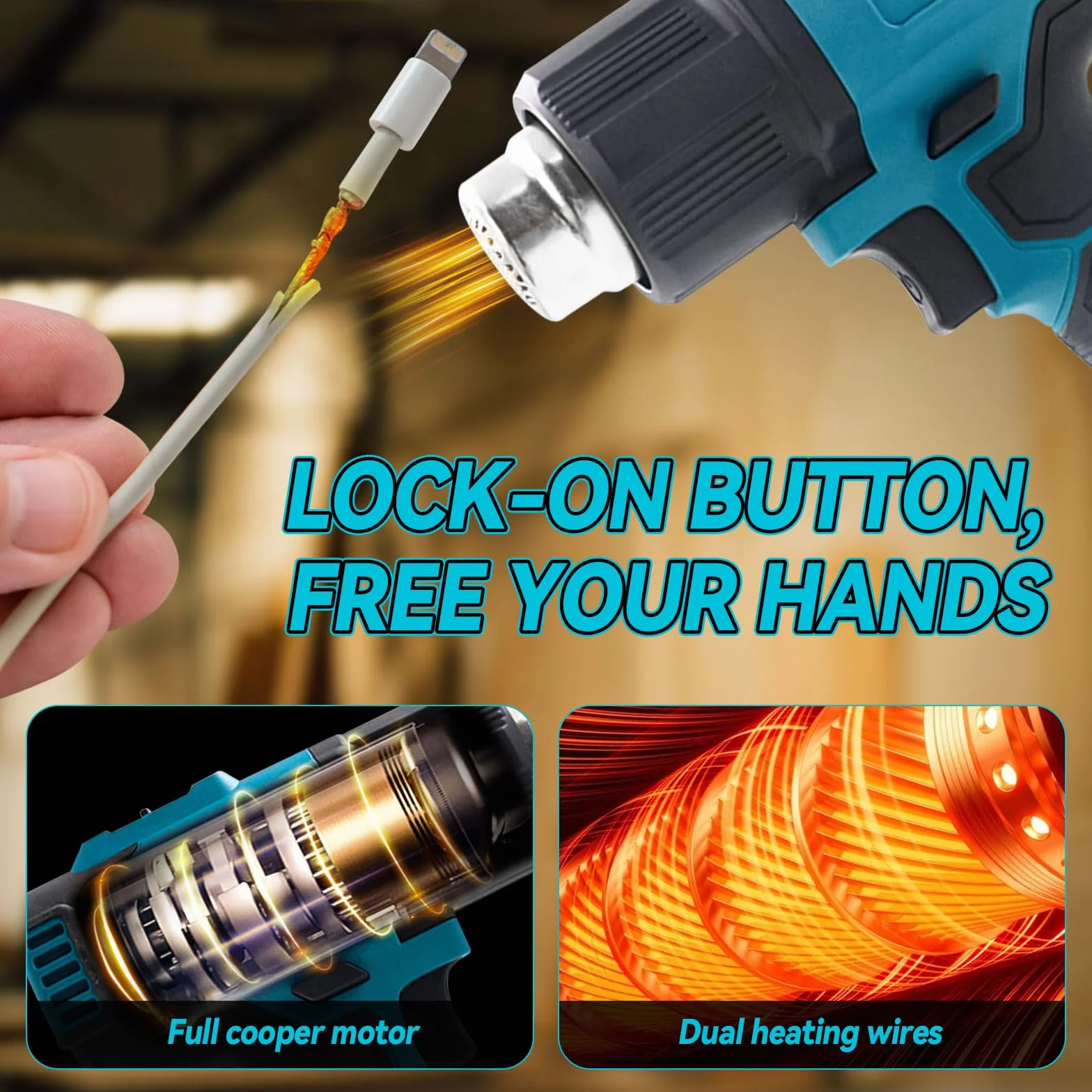 Makita Akumulator do pistoletu na ciepłe powietrze 18 V 550°C 5 dysz LCD